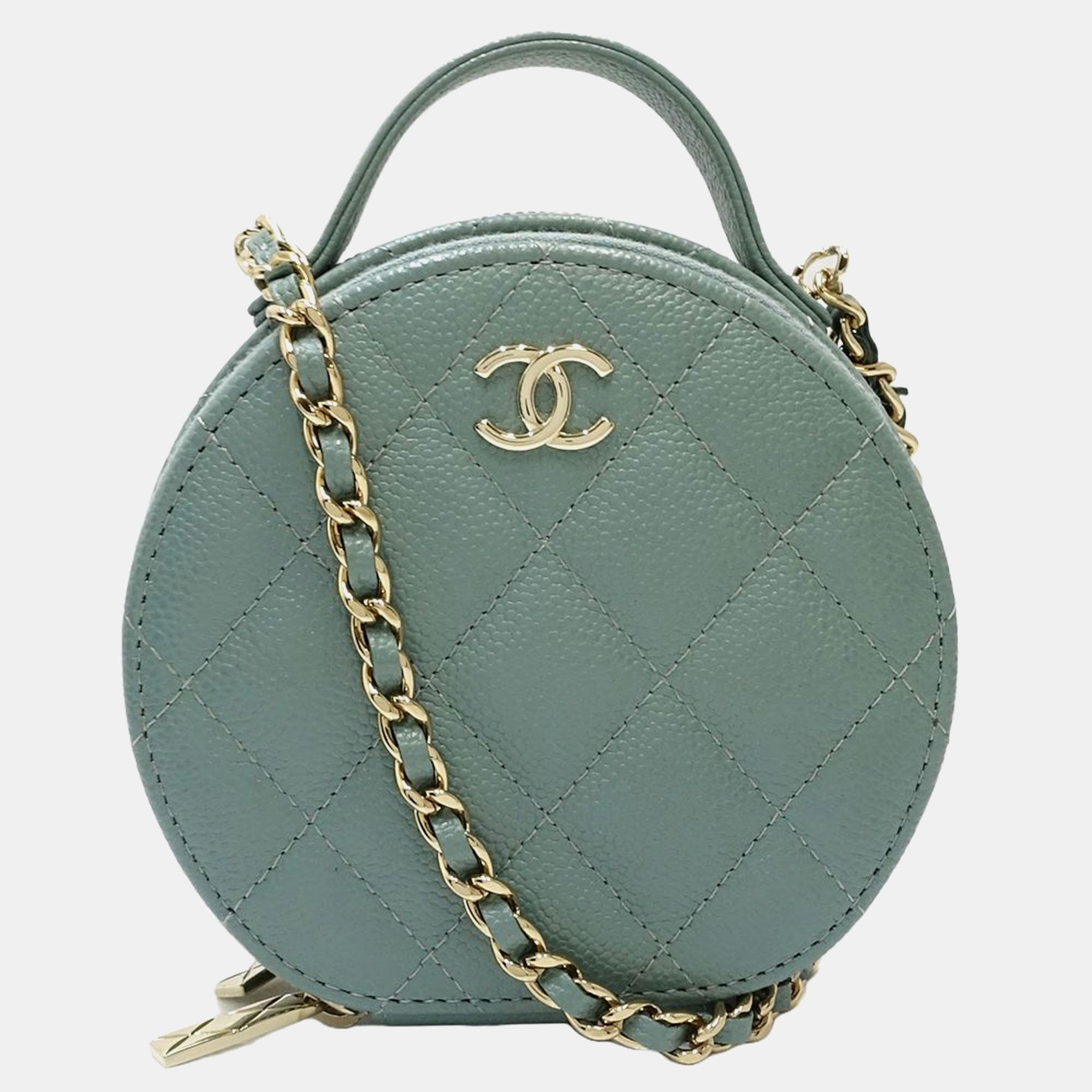 

Chanel Green Leather Caviar Skin Chain Small Vanity Wallet