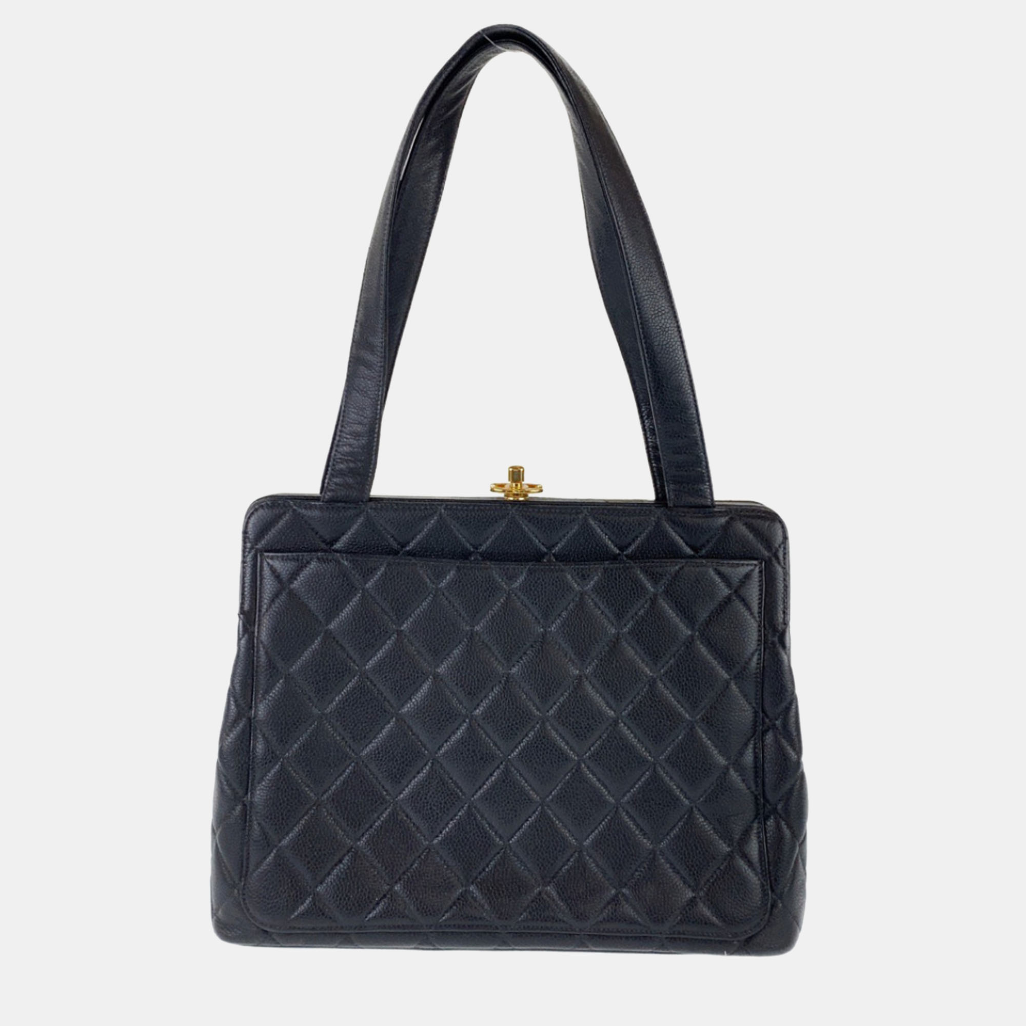 

Chanel Black Leather Vintage Caviar Skin Tote Bag