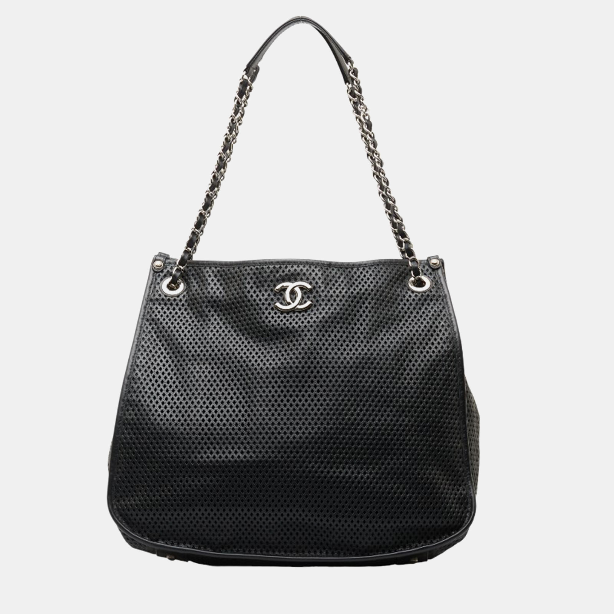 

Chanel Black Leather Coco Mark Chain Shoulder Bag