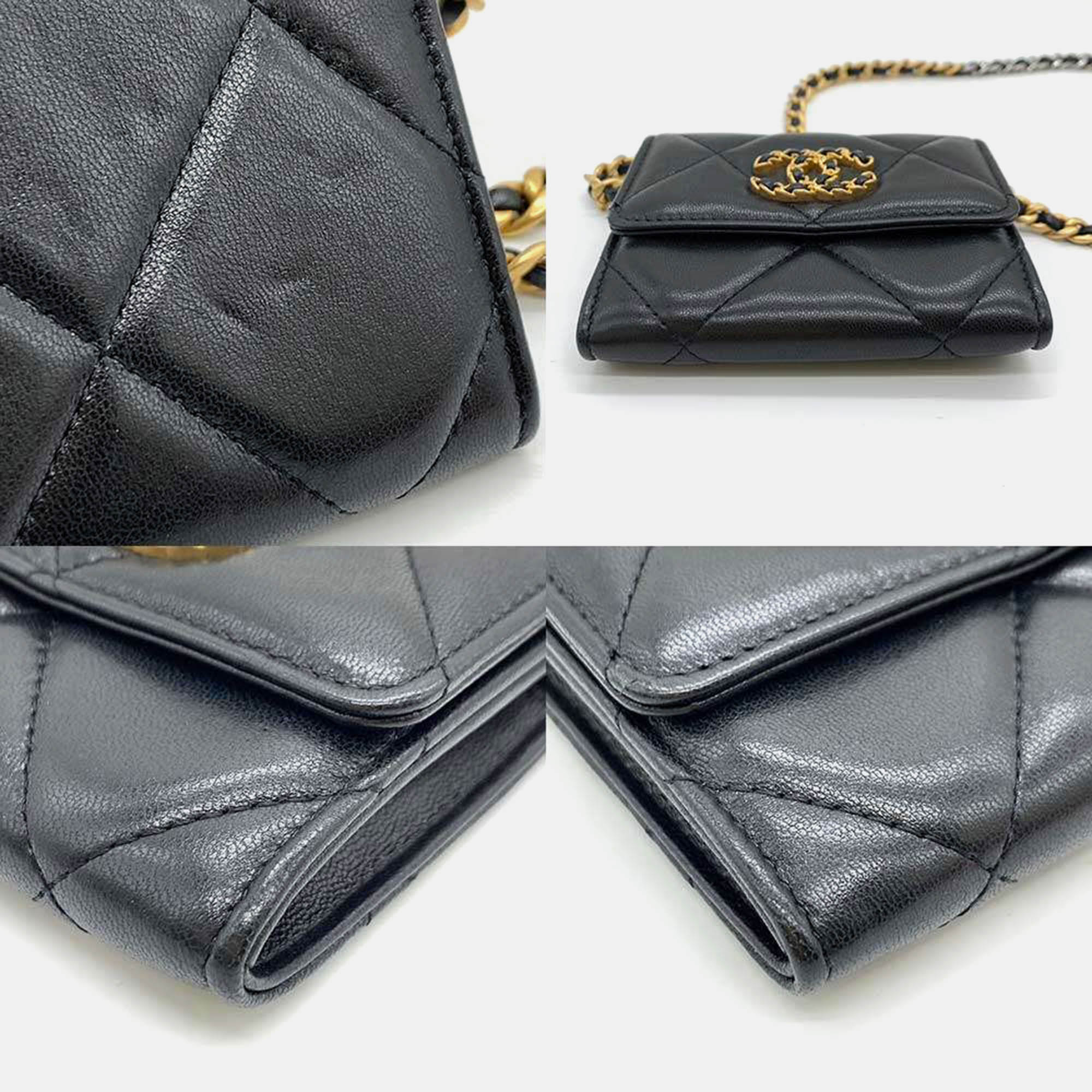 Chanel Black Lambskin Flap Coin Crossbody Bag 