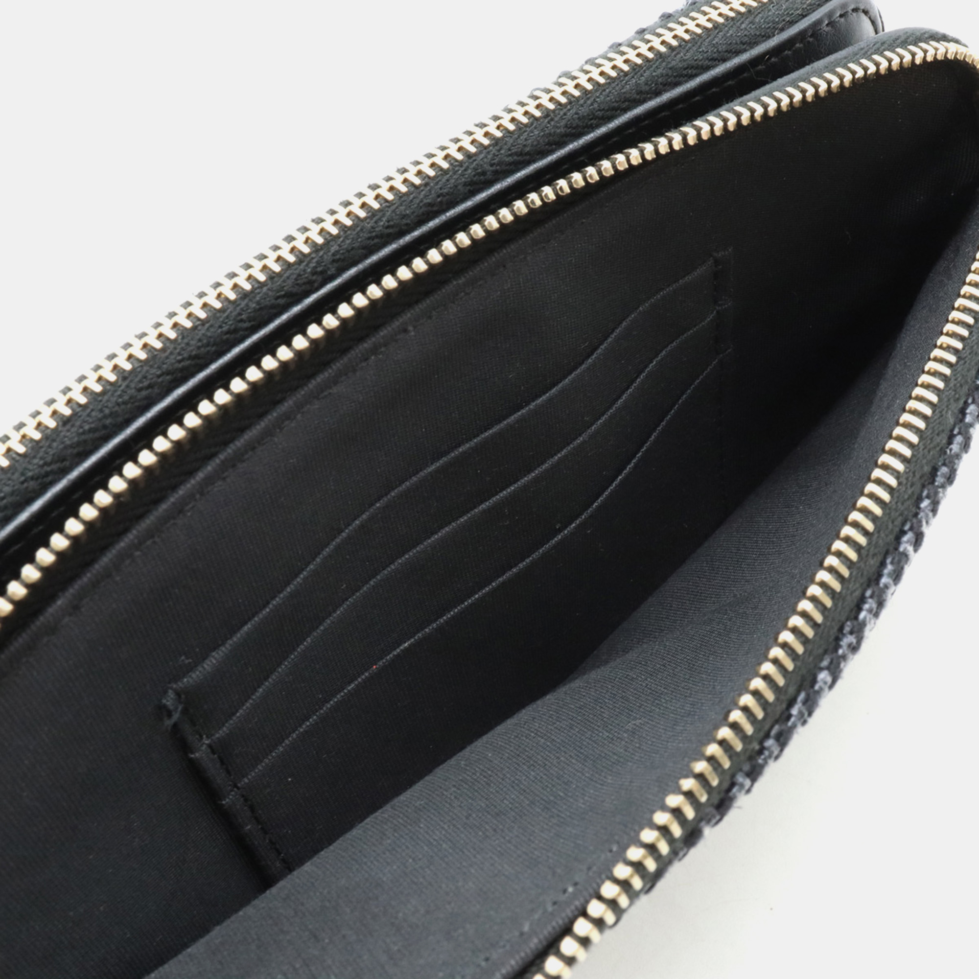 Chanel Navy Blue Canvas Leather Chain Wallet 