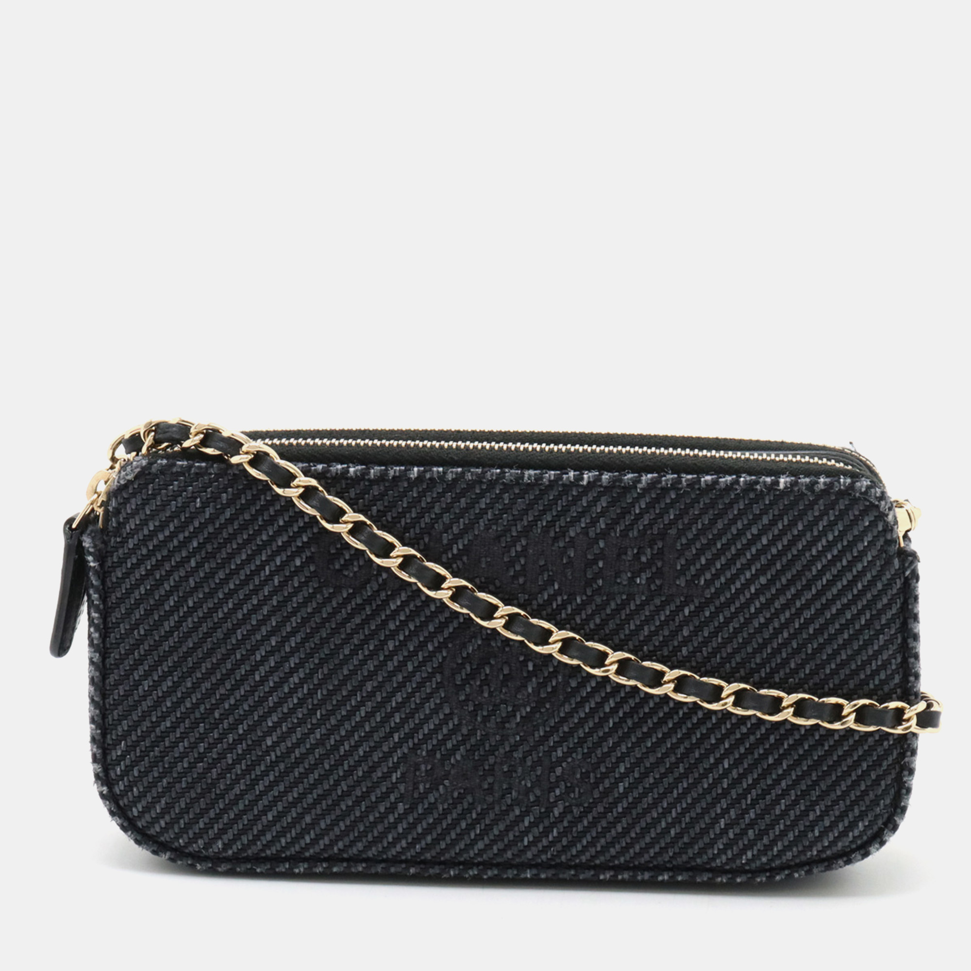 

Chanel Navy Blue Canvas Leather Chain Wallet