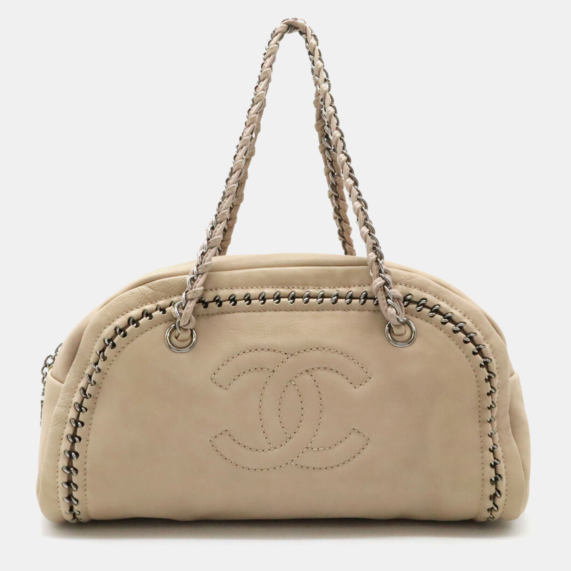 

Chanel Beige Leather Coco Mark Matelasse Bowling Bag