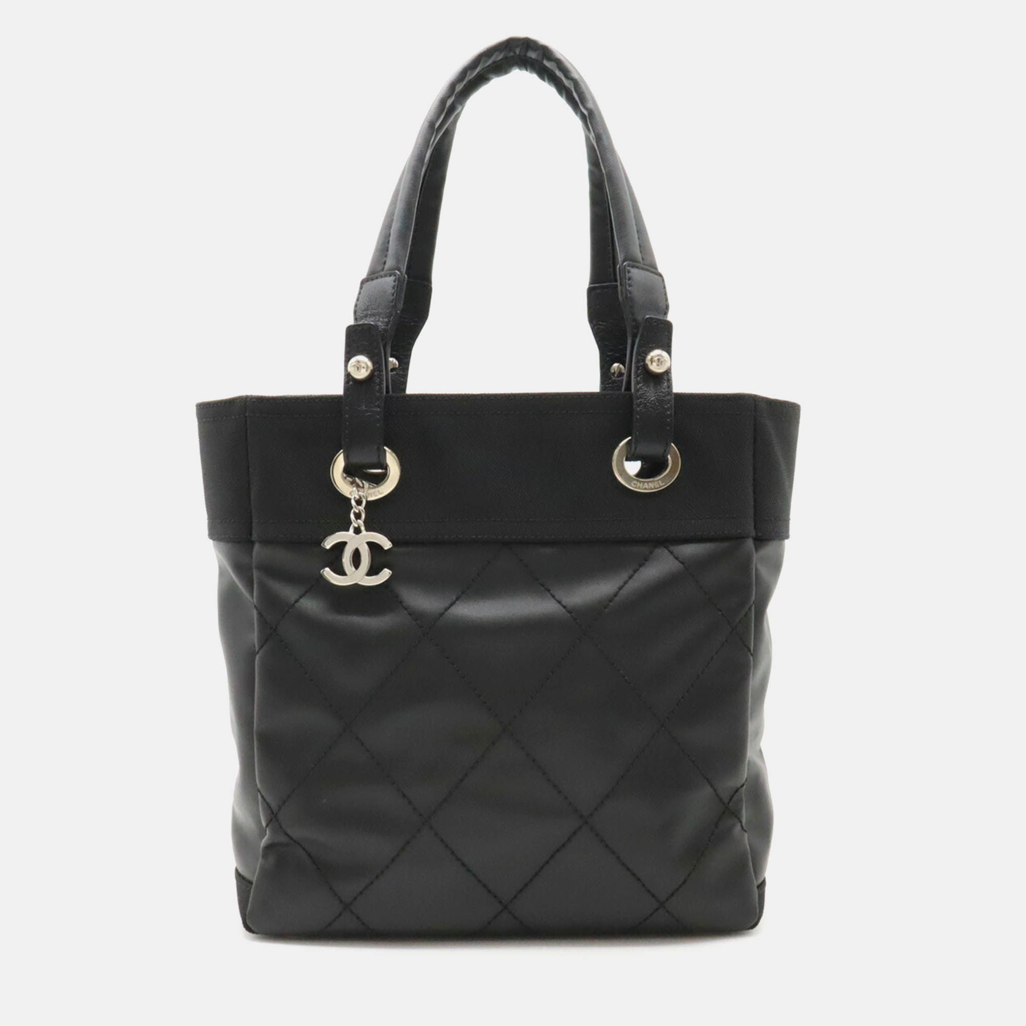 

Chanel Black Canvas Paris Biarritz Tote PM bag