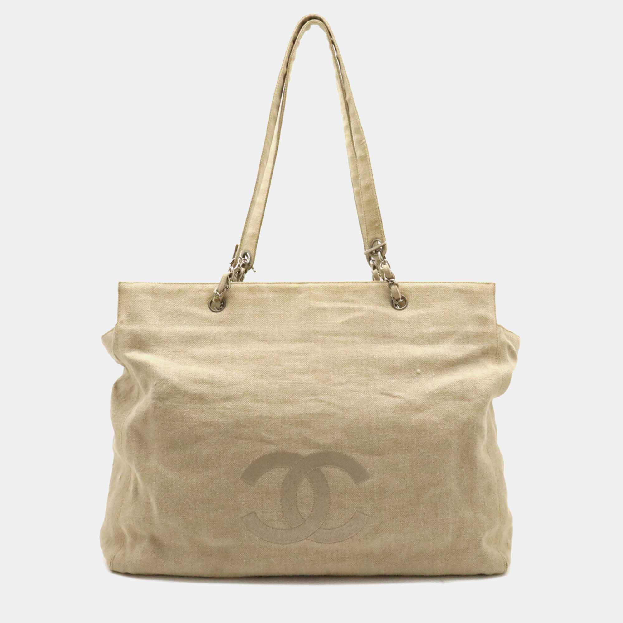 

Chanel Beige Canvas Cotton Coco Mark Tote Bag