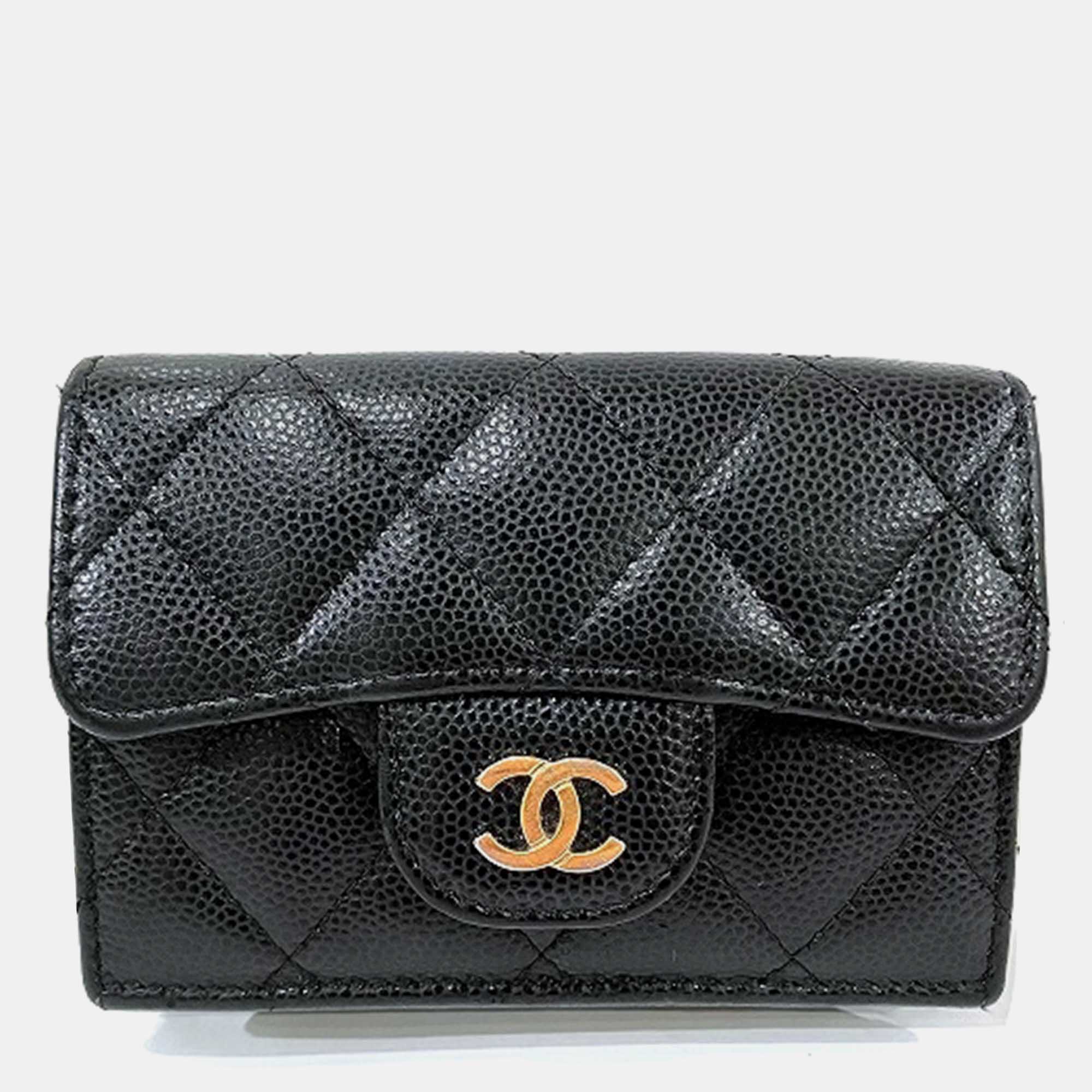 

Chanel Black Caviar Skin Small Flap Wallet AP0230, Beige