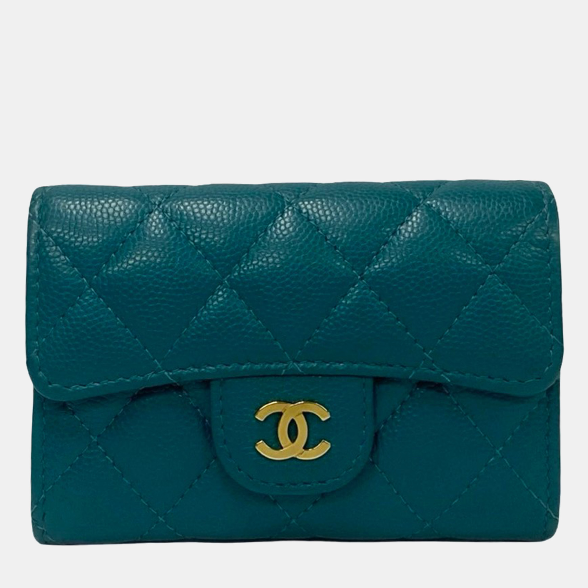 

Chanel Green Caviar Leather Card Case