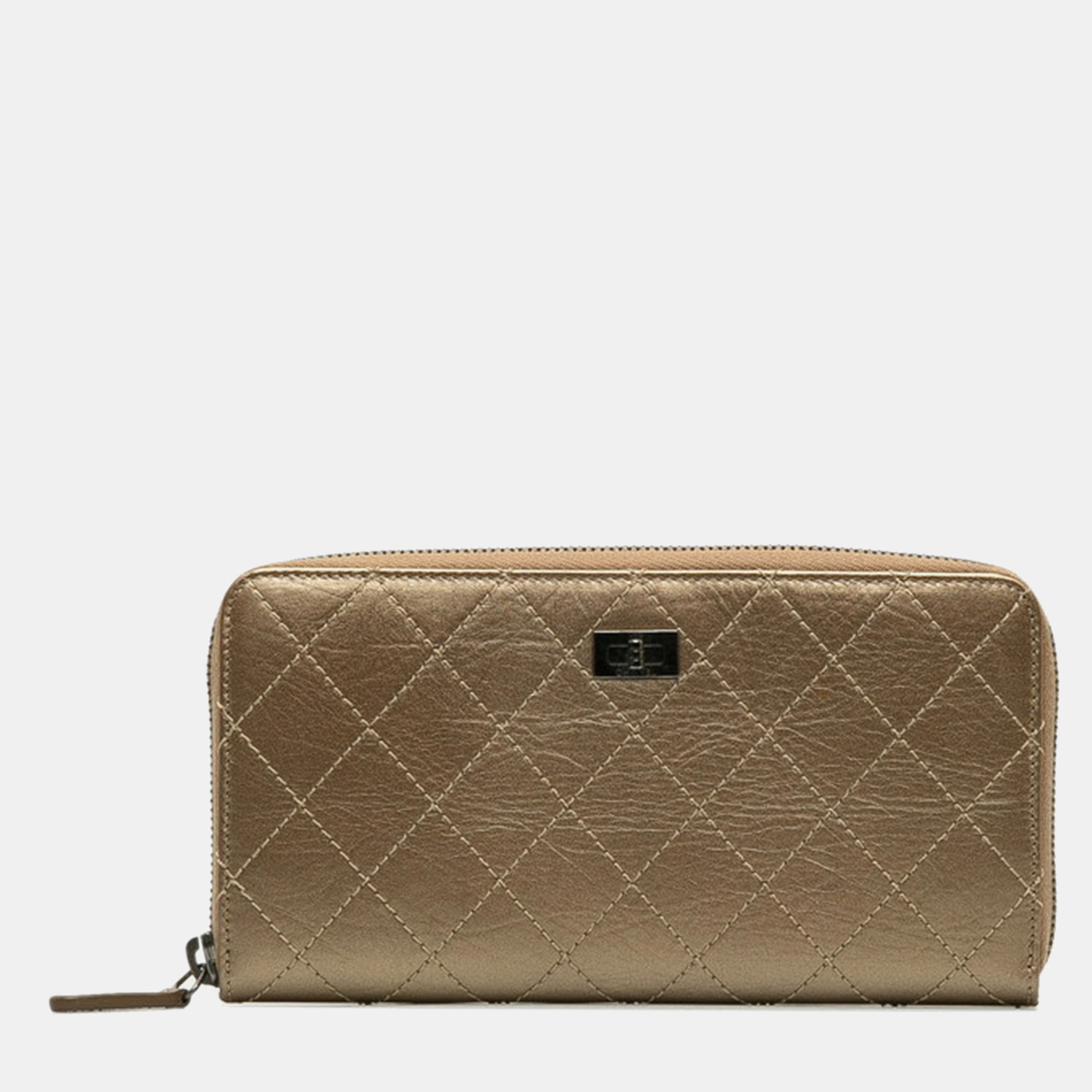 

Chanel Matelasse 2.55 Bronze Leather Long Wallet, Brown