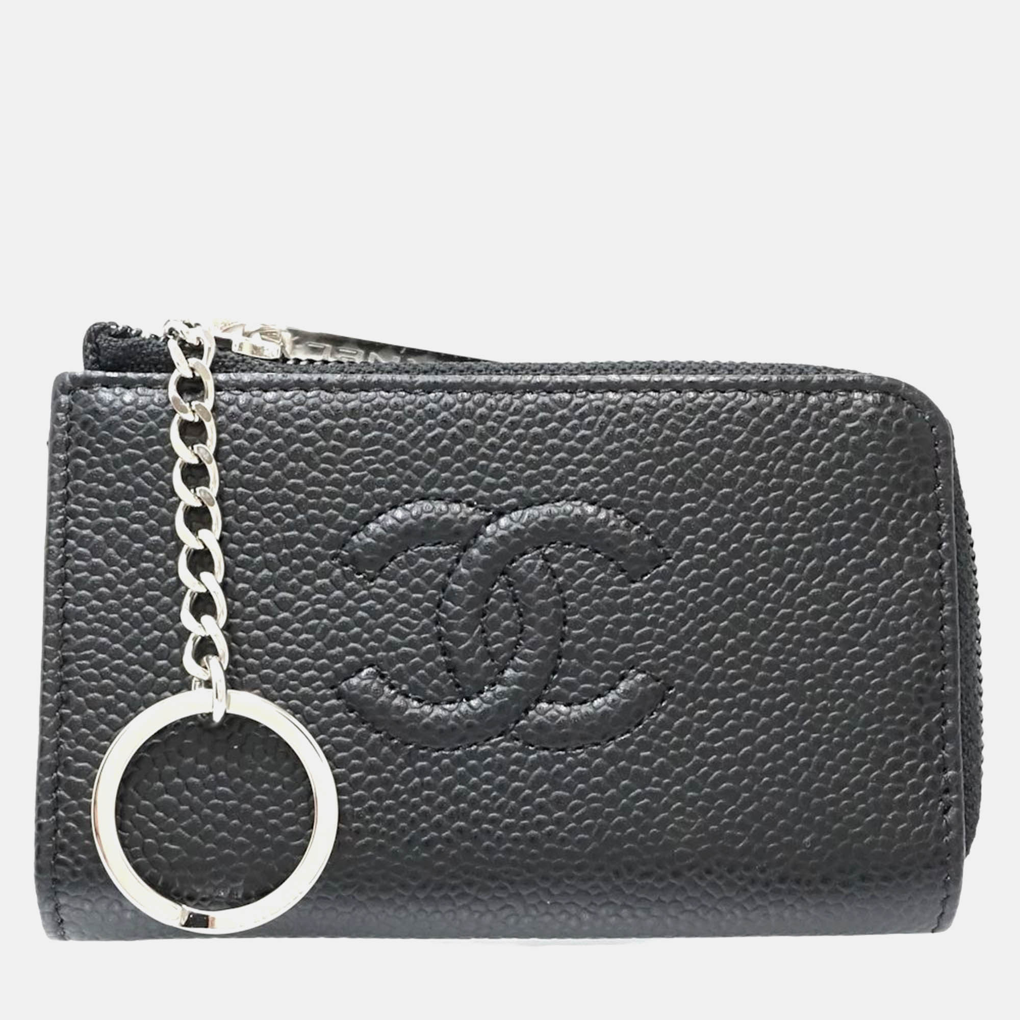 

Chanel Black Caviar Skin Coin Case Keyring A68885