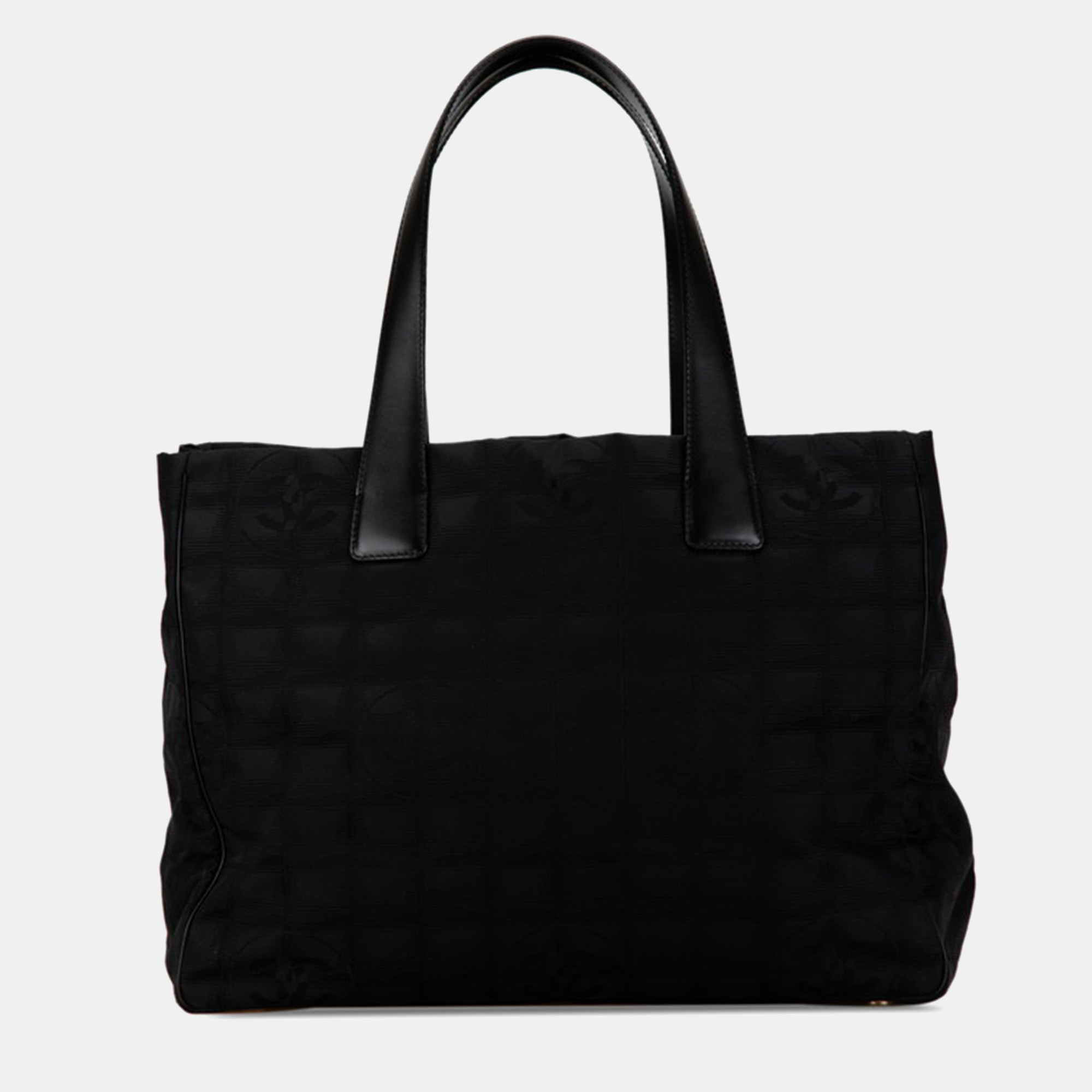 

Chanel Black Nylon Leather Tote Bag