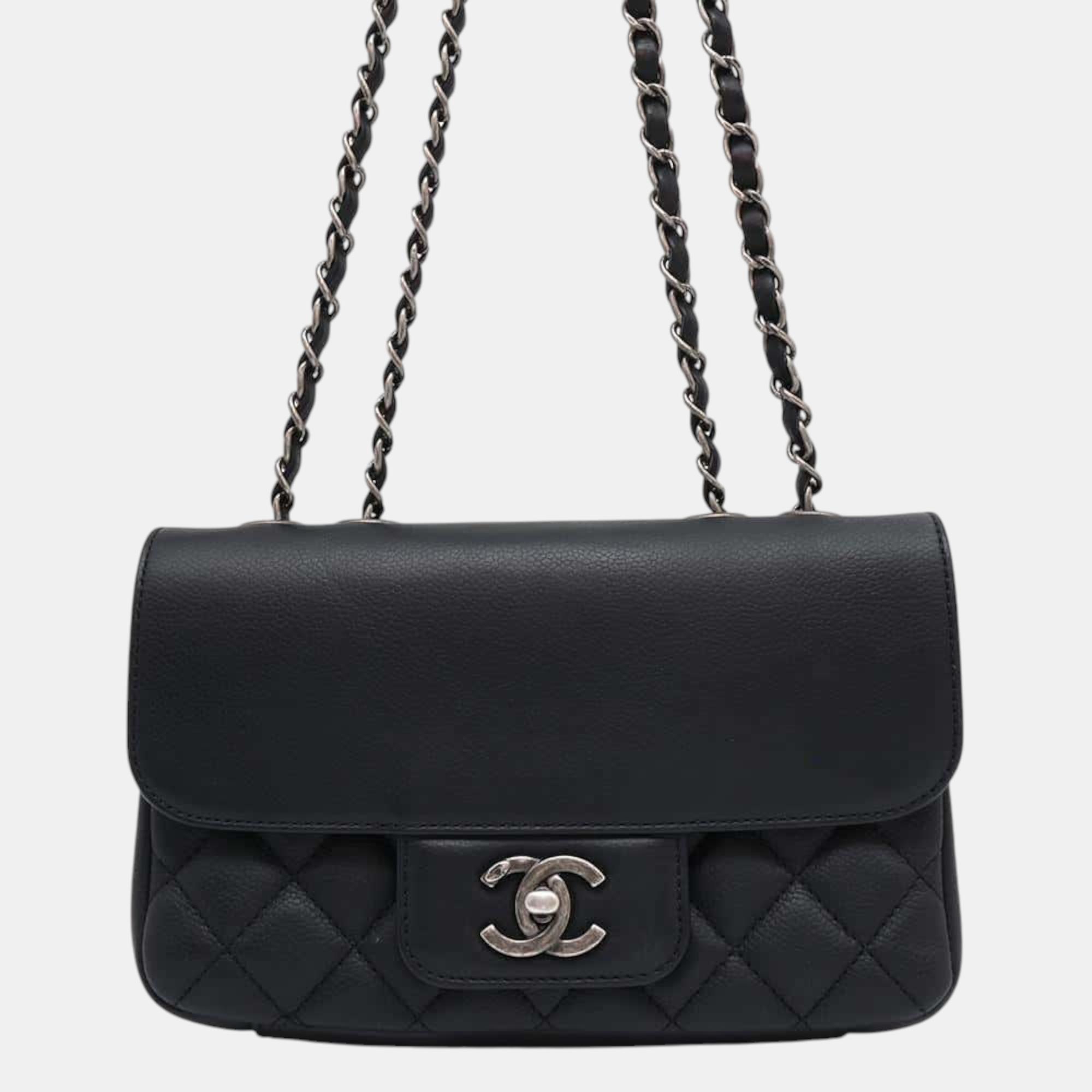 

Chanel Black Caviar Leather/Leather Chain Shoulder Bag