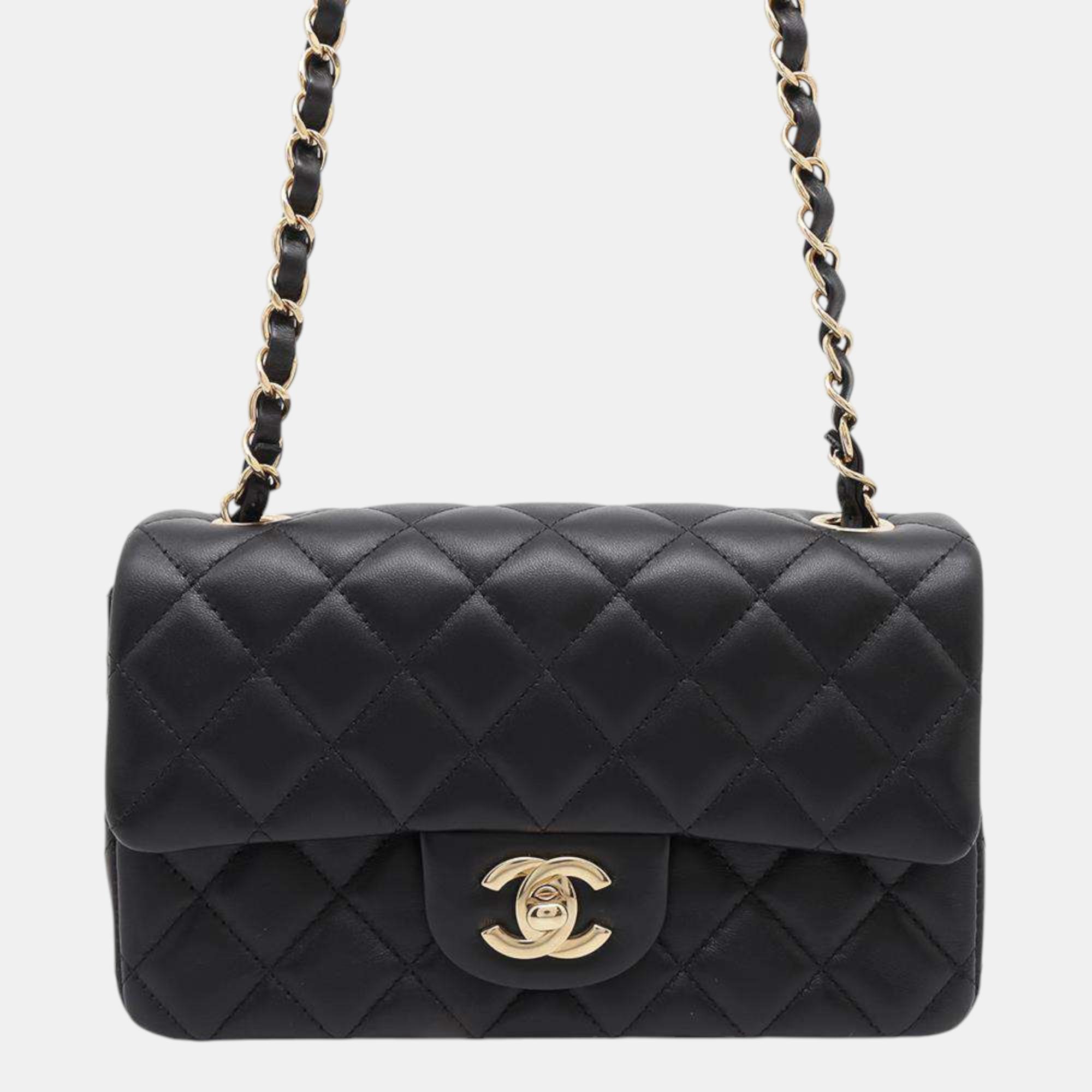 

Chanel Black Lambskin Leather Mini Shoulder Bag