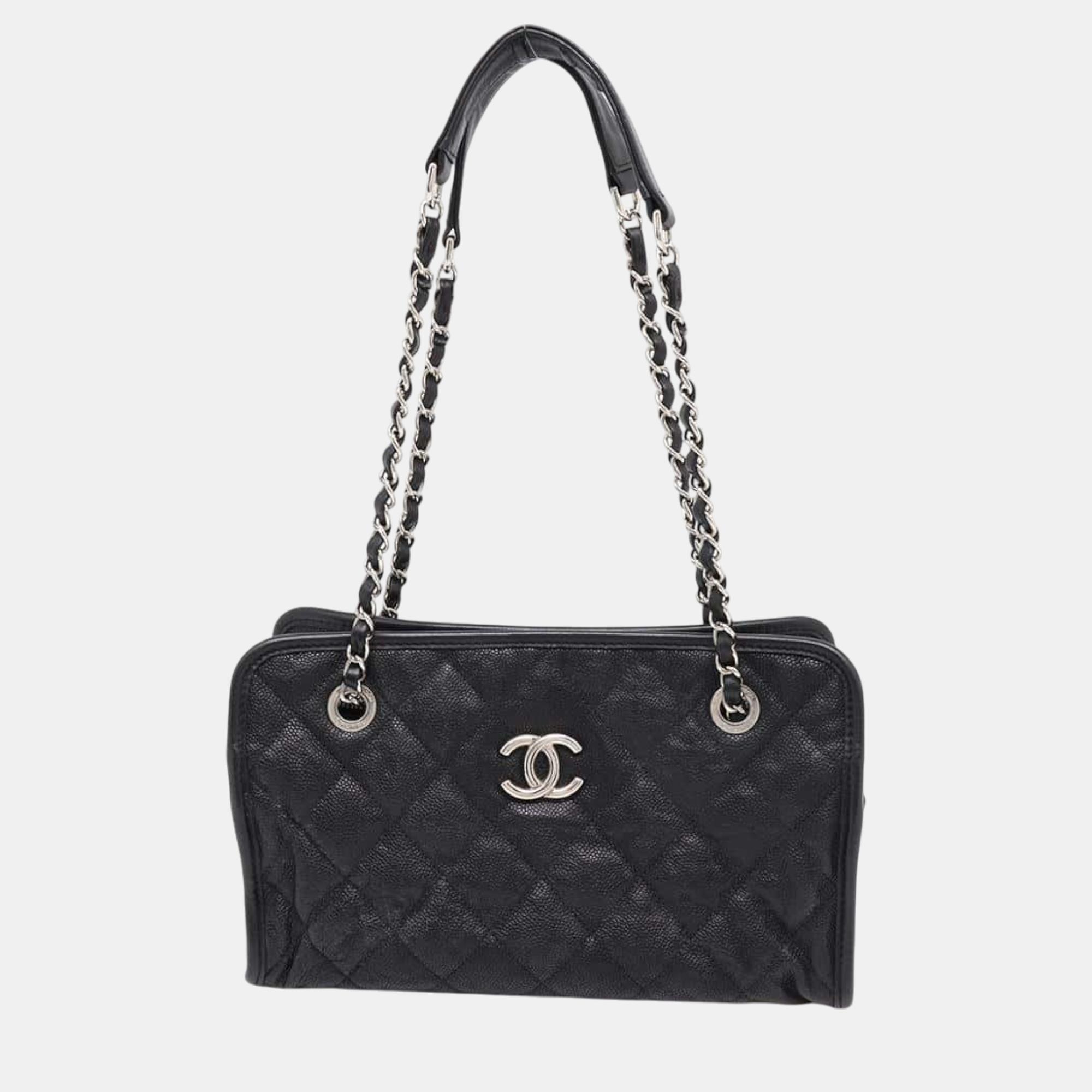 

Chanel French Riviera Chain Tote Black Caviar Leather