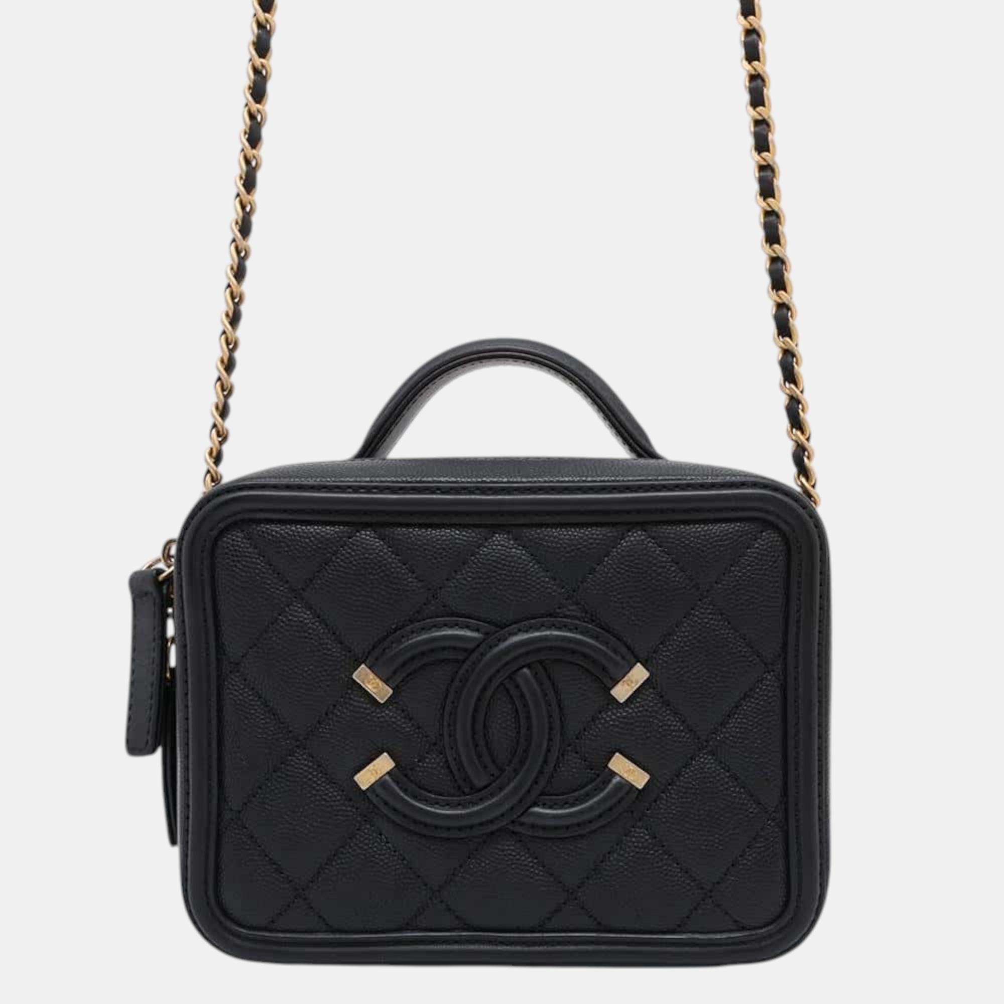 

Chanel Ccfiligree Shoulder Bag Black Caviar Leather