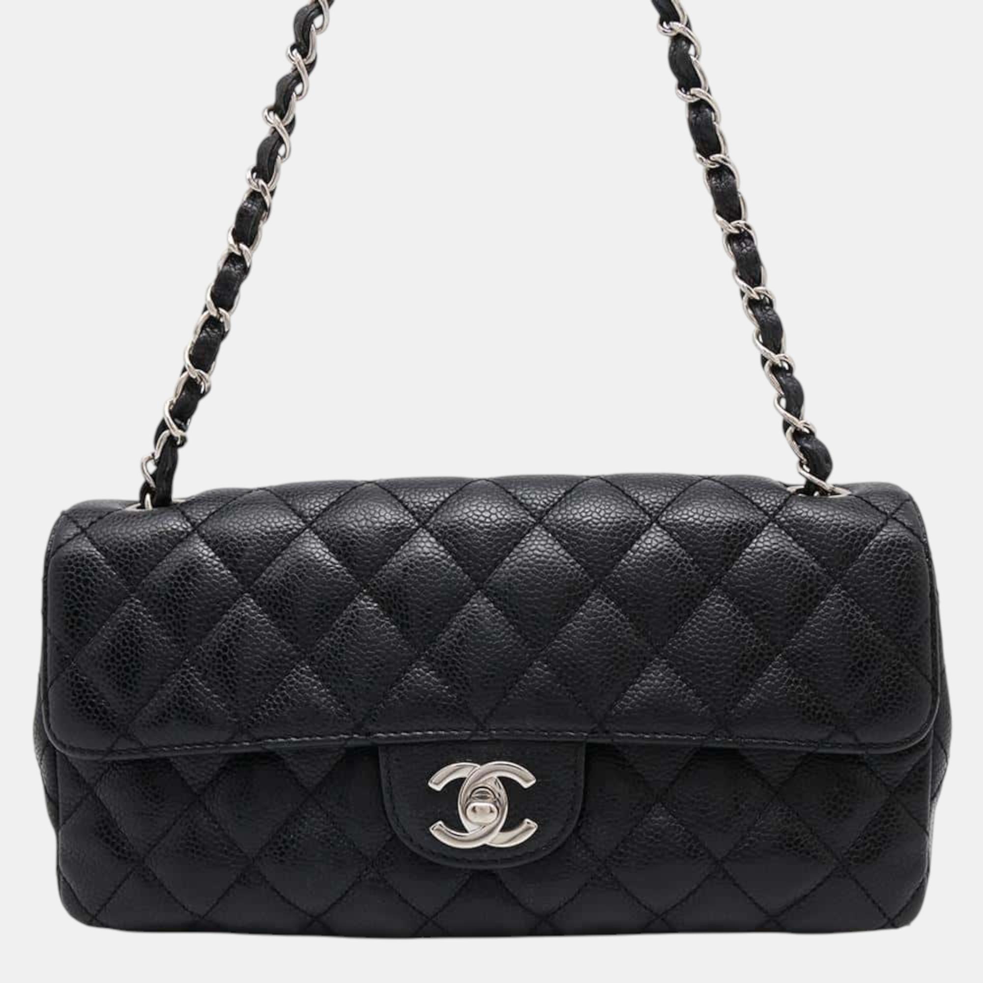 

Chanel Black Caviar Leather Matelasse Chain Shoulder Bag