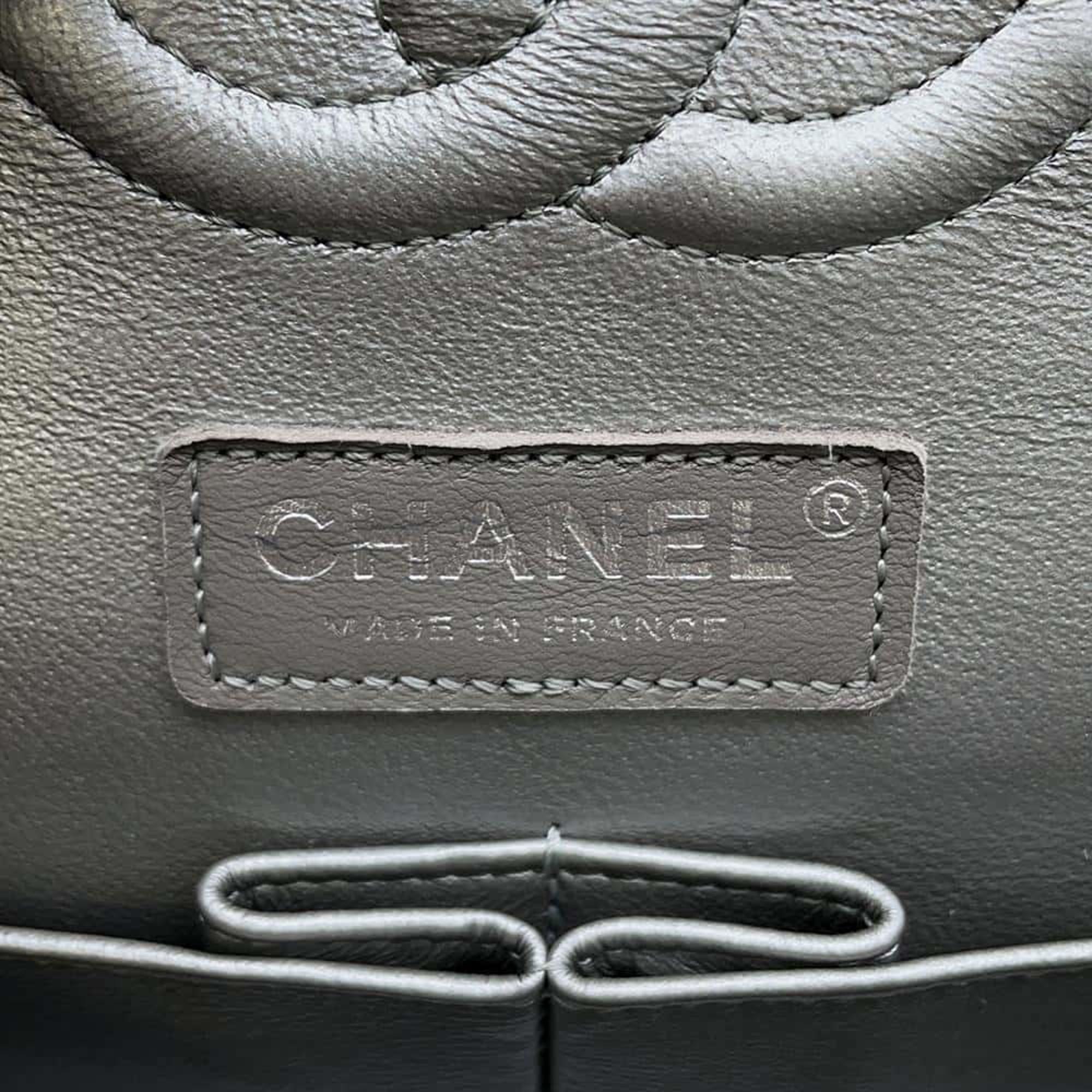 Chanel Matelasse V Stitch Chain shoulder Silver Caviar Leather 