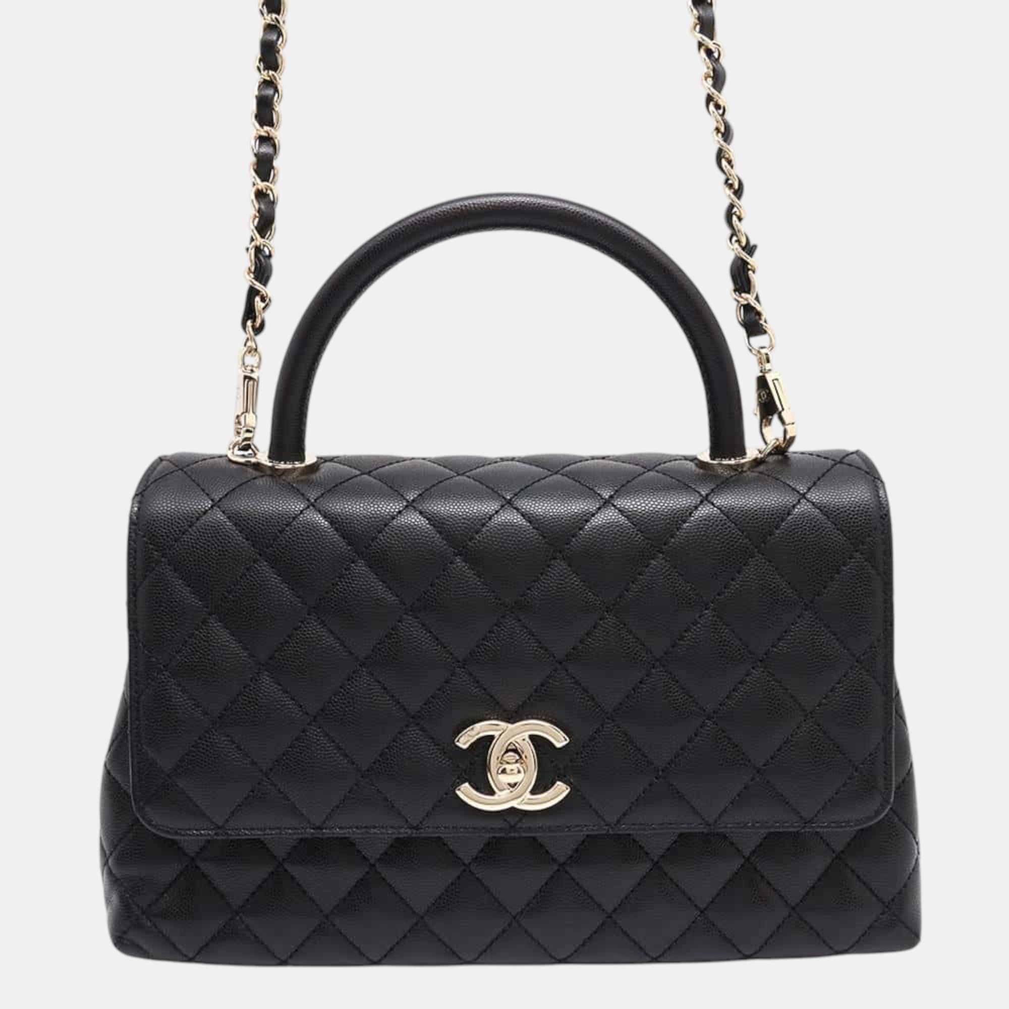 

Chanel Matelasse Coco Handle Black Caviar Leather