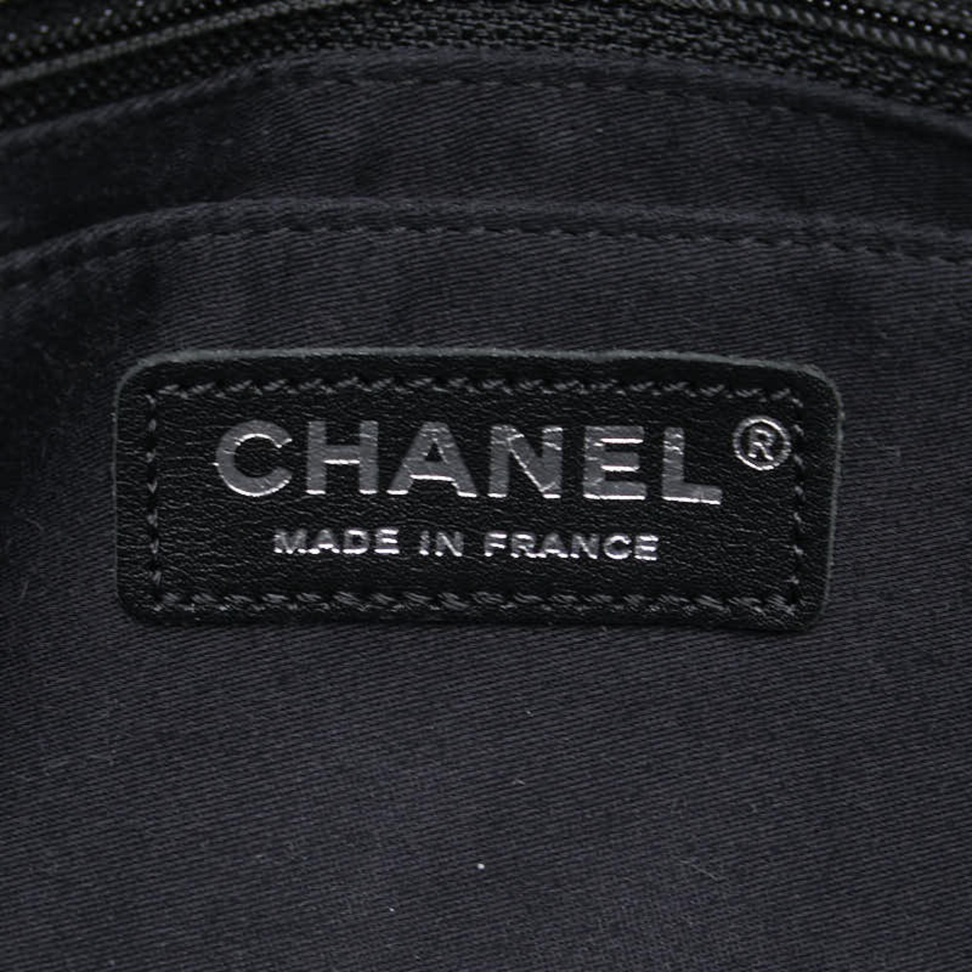 Chanel Coco Mark Patchrk Chain Shoulder Bag Handbag Blue Silver Multicolor Denim Caviar Skin 