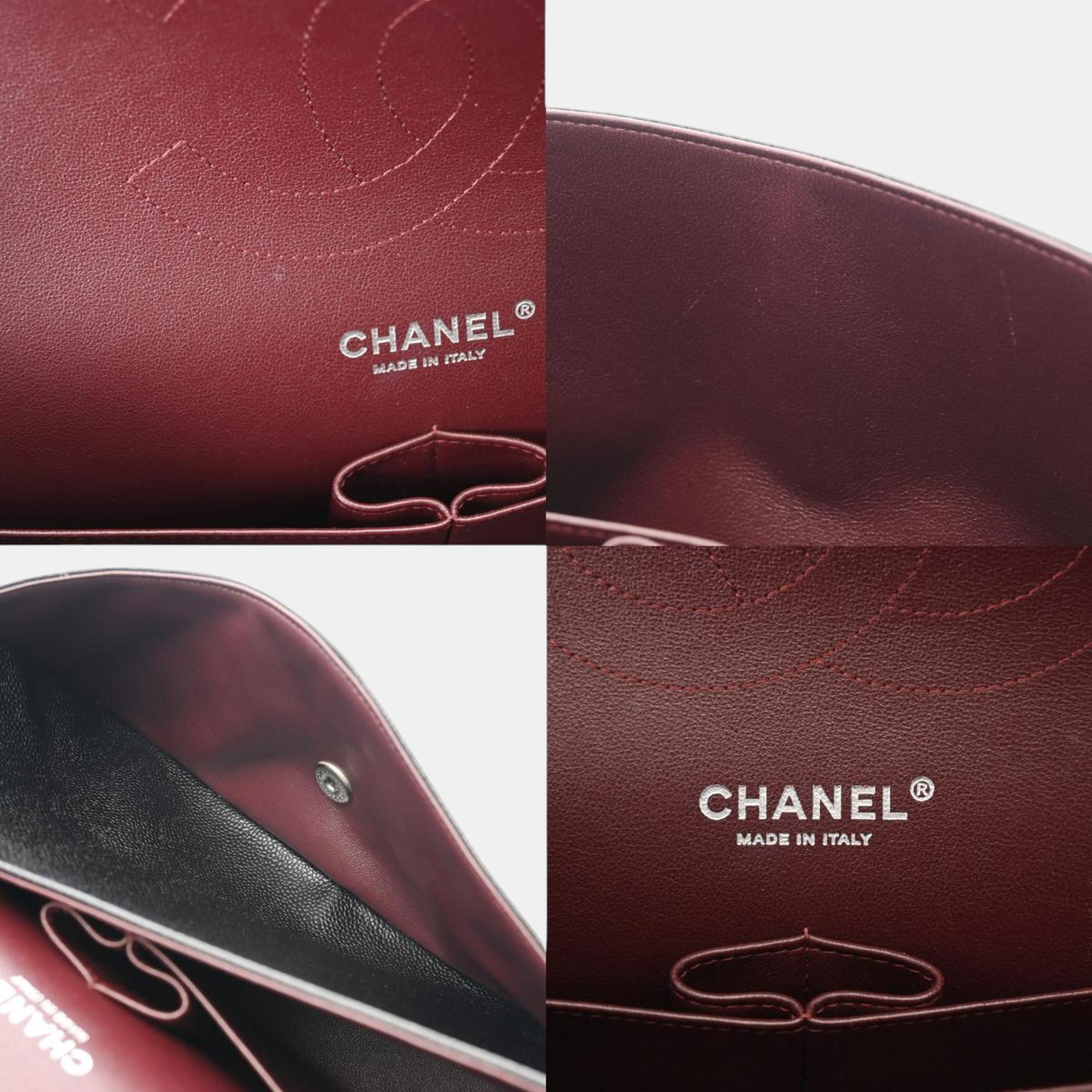 Chanel Matelasse Chain Shoulder Double Flap 30Cm Black Caviar Skin Bag 