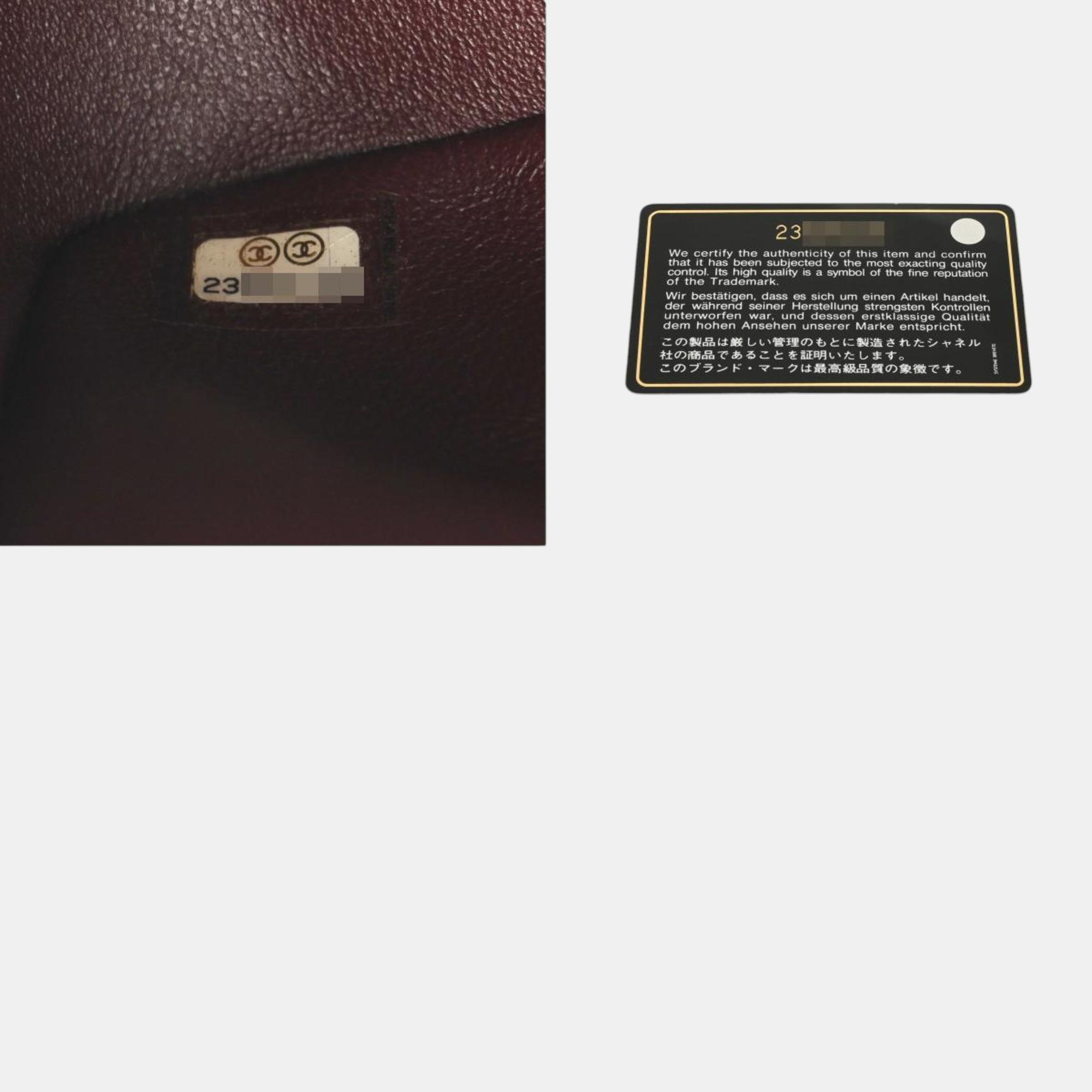 Chanel Matelasse Chain Shoulder Double Flap 30Cm Black Caviar Skin Bag 