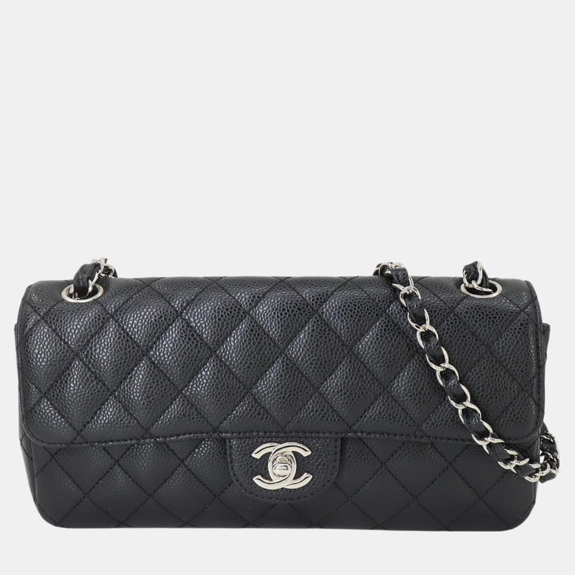 

Chanel Matelasse Chain Shoulder Bag Caviar Skin Leather Black Silver