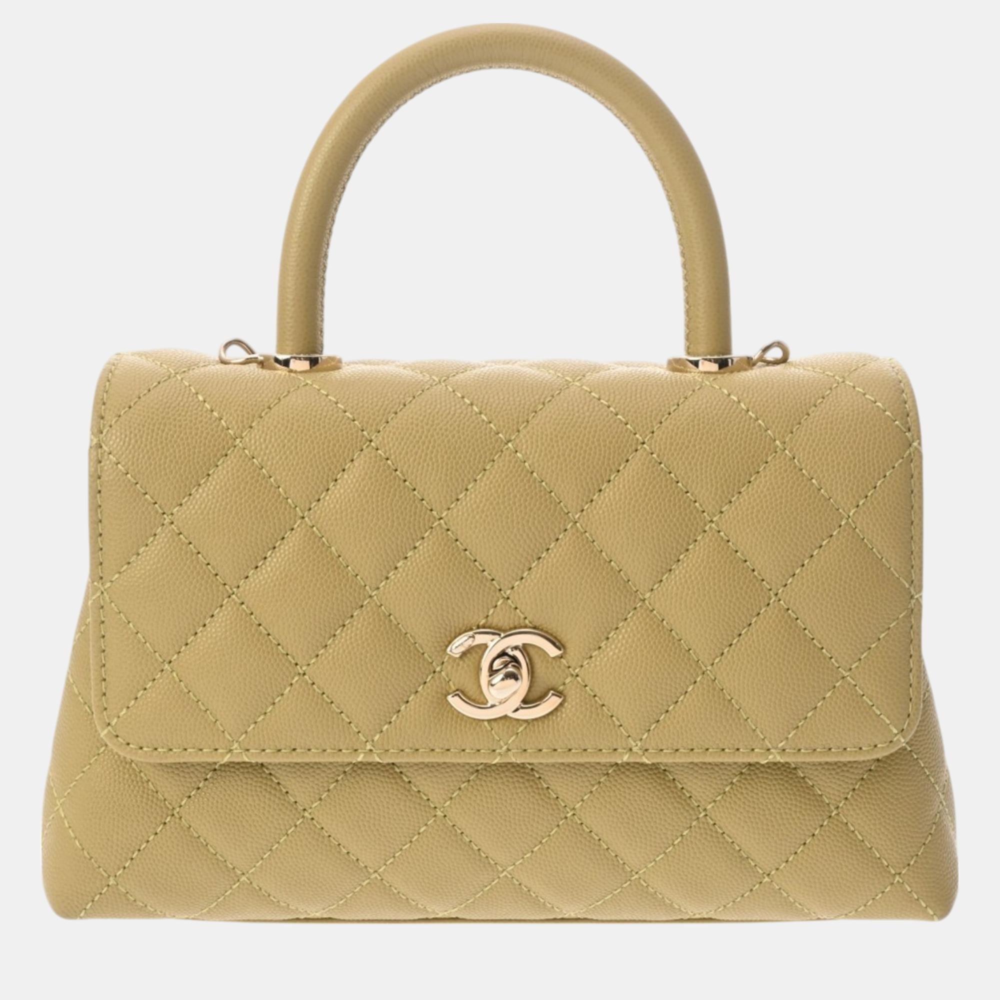 

Chanel Gold, Yellow Caviar Leather Coco Handle  Shoulder Bag