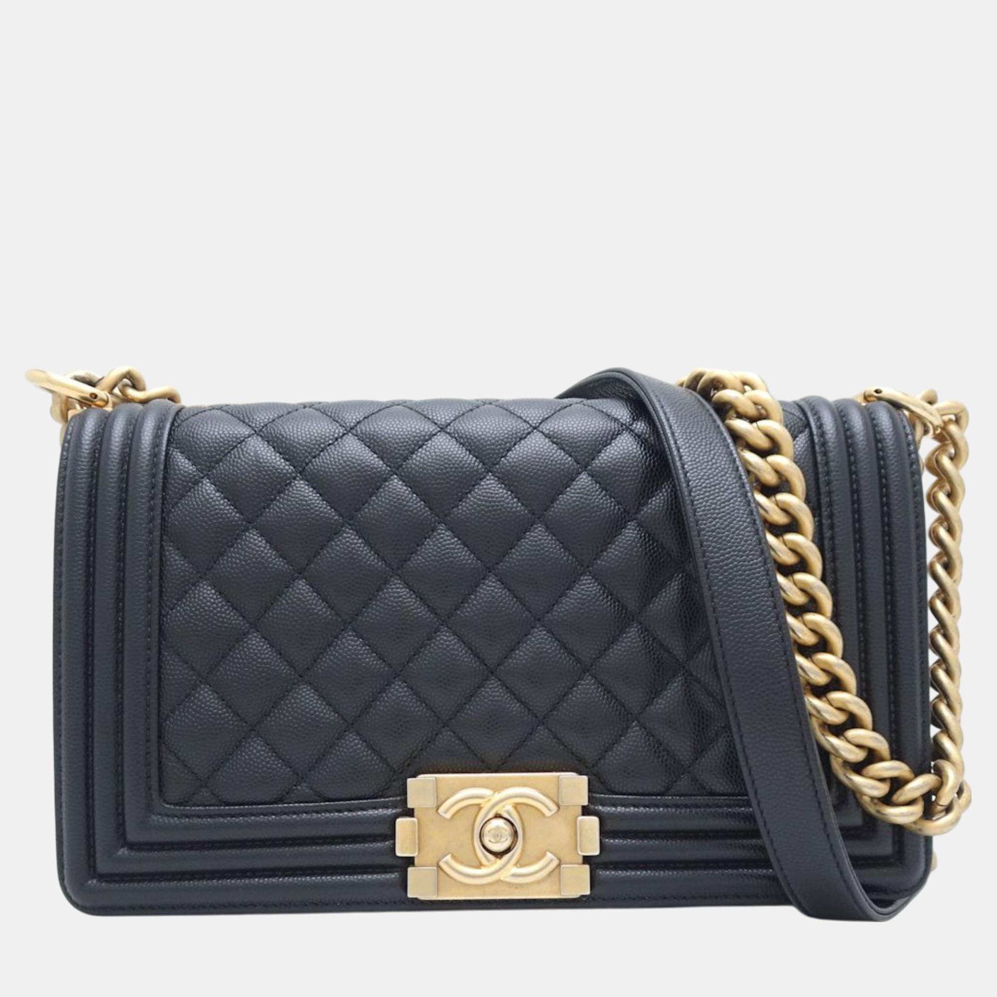 

Chanel Black Caviar Leather Boy Medium Shoulder Bag