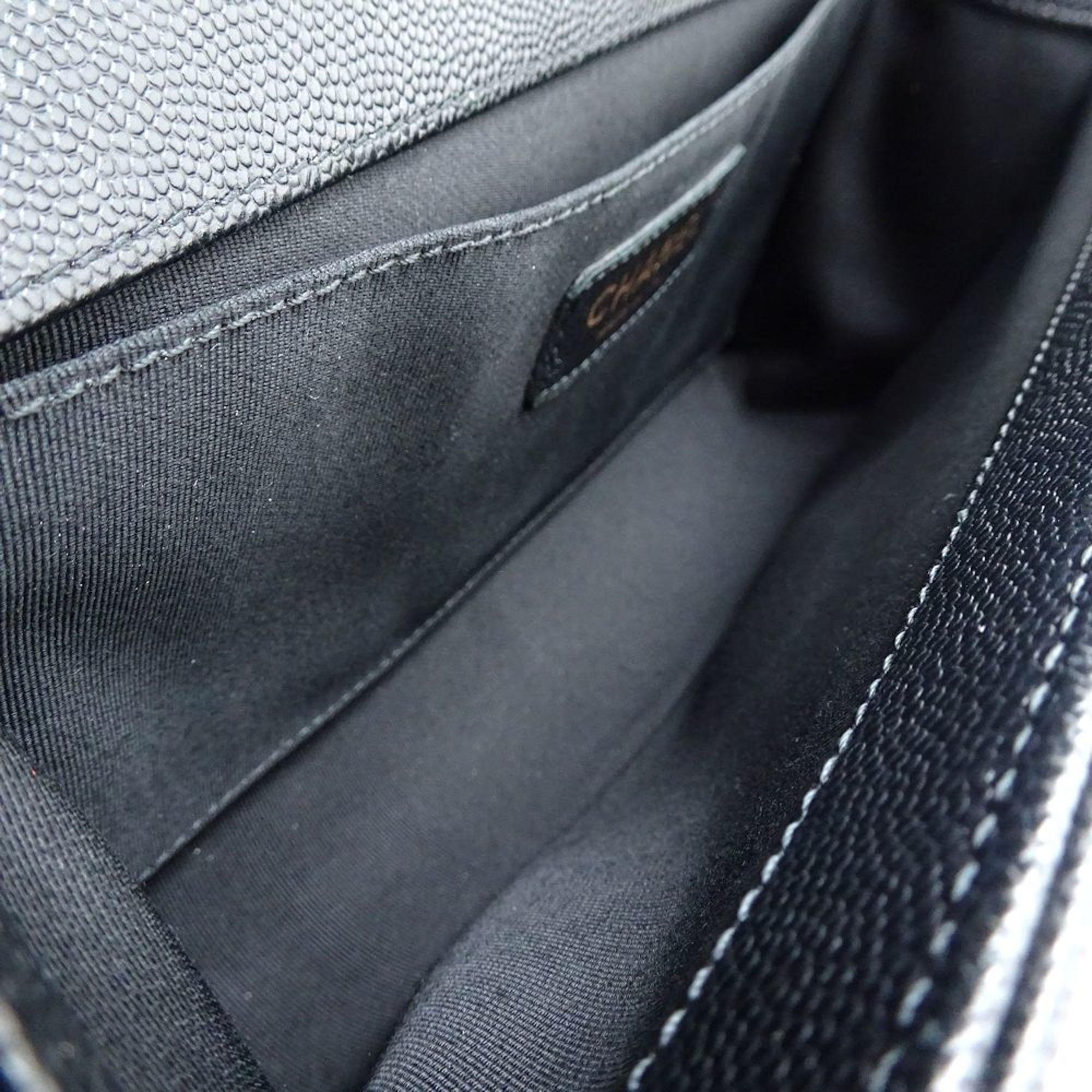 Chanel Chain Shoulder Bag Boy Caviar Skin Black 