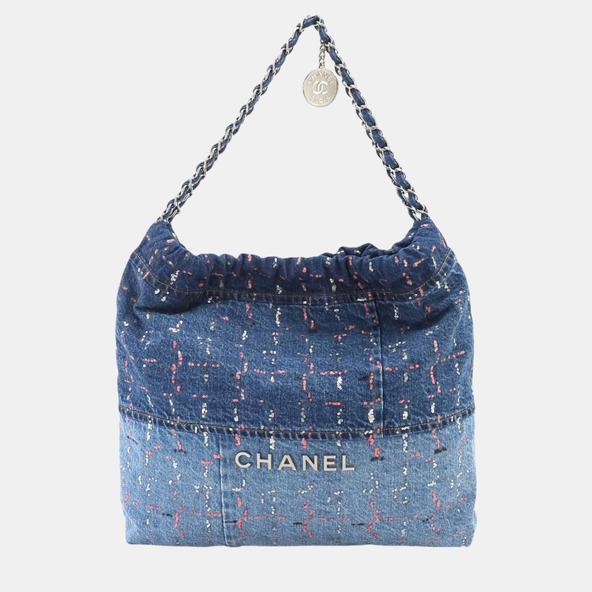 

Chanel Blue Denim 22 Chain Shoulder Bag