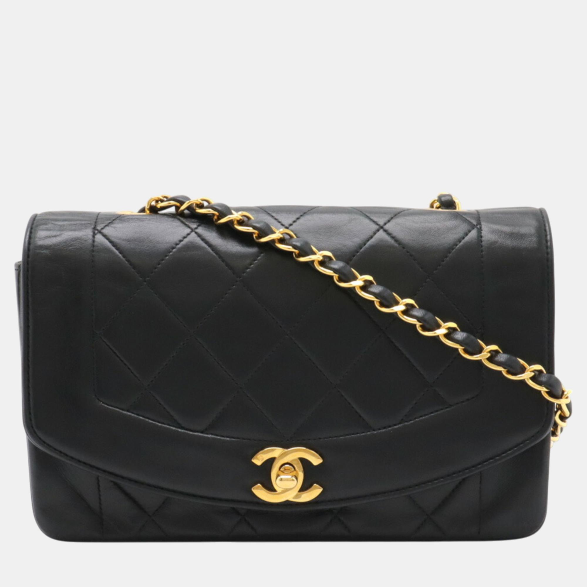 

Chanel Diana 22 Matelasse Coco Mark Chain Shoulder Bag Lambskin Black