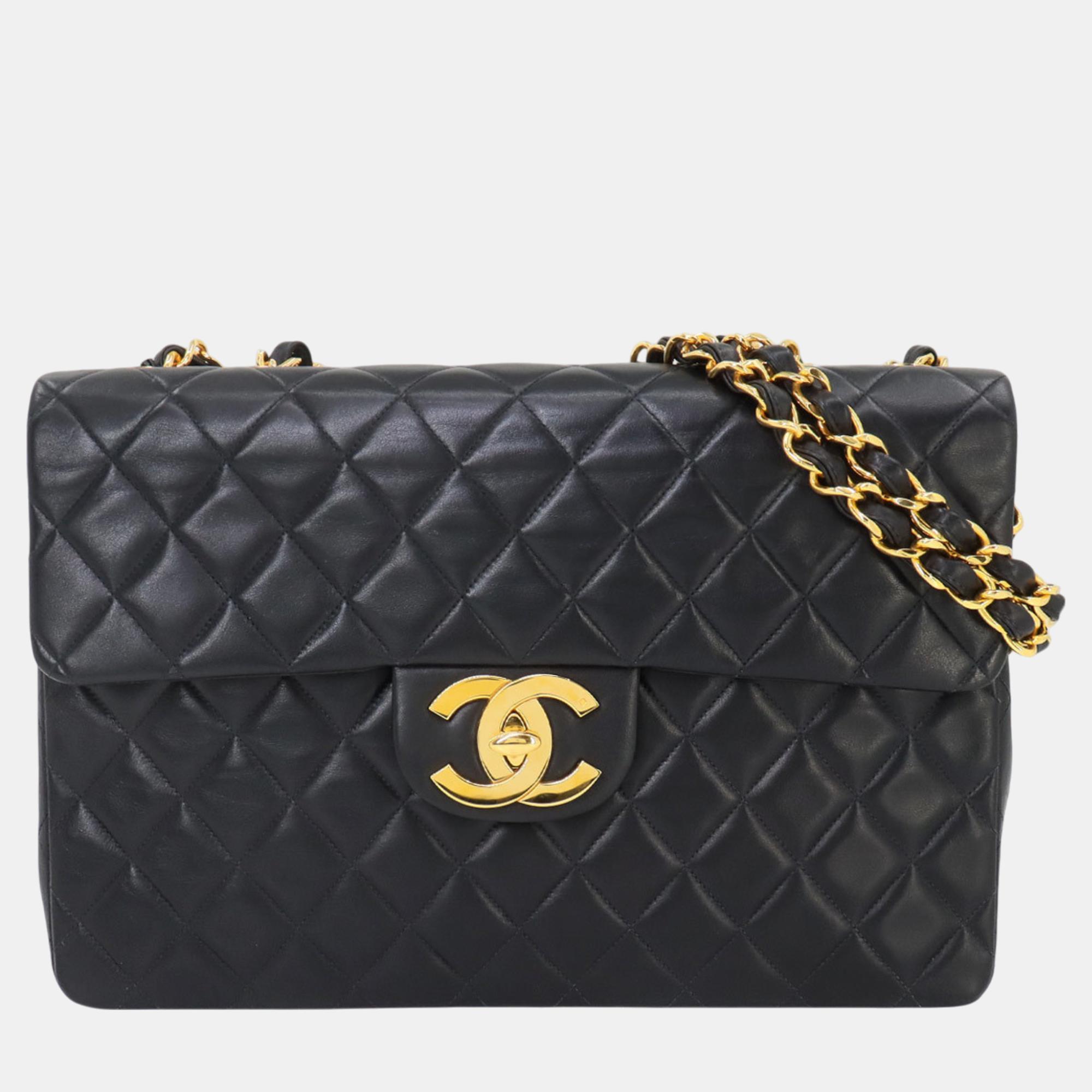

Chanel Decamato Matelasse 34 Chain Shoulder Bag Leather Black Gold