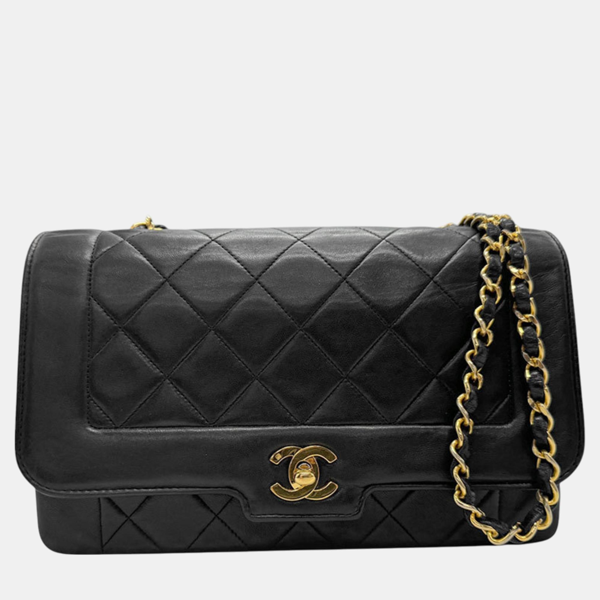 

Chanel Black Leather Vintage Diana Shoulder Bag