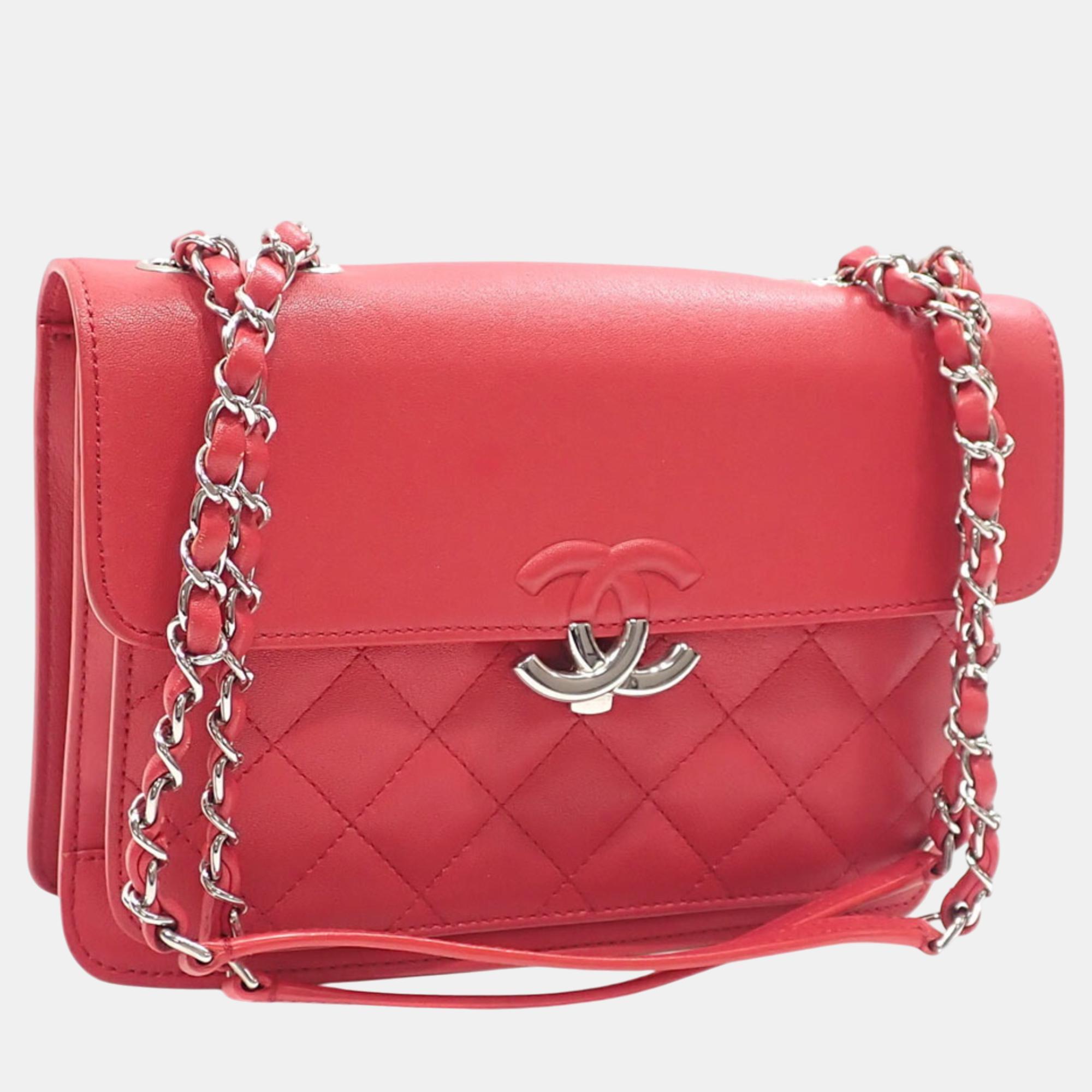 

Chanel Chain Shoulder Bag Matelasse Half Coco Red Leather Mark