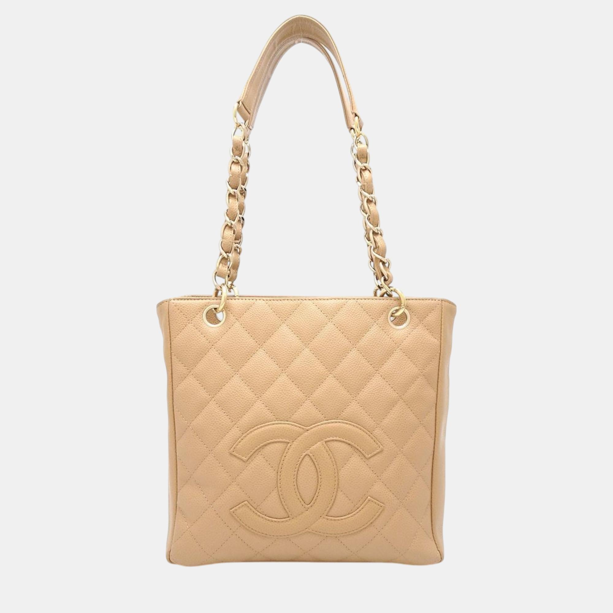 

Chanel Beige Caviar Leather Petite GST Shoulder Bag