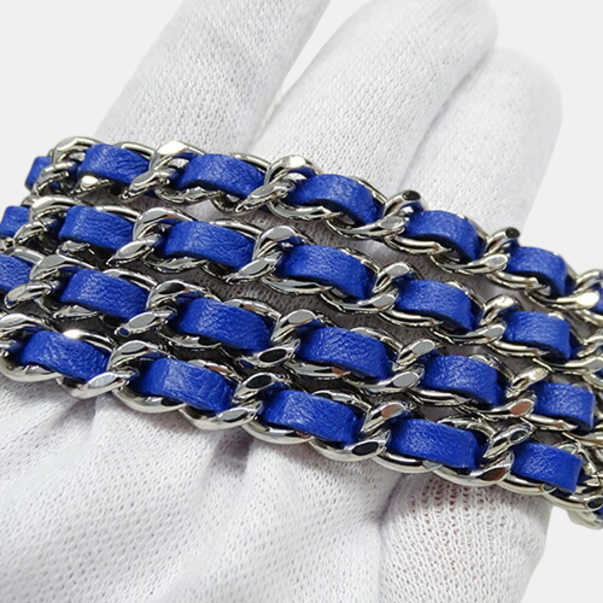 Chanel Wallet   Shoulder Wallet Bag Lambskin Matelasse Blue Coco Mark 