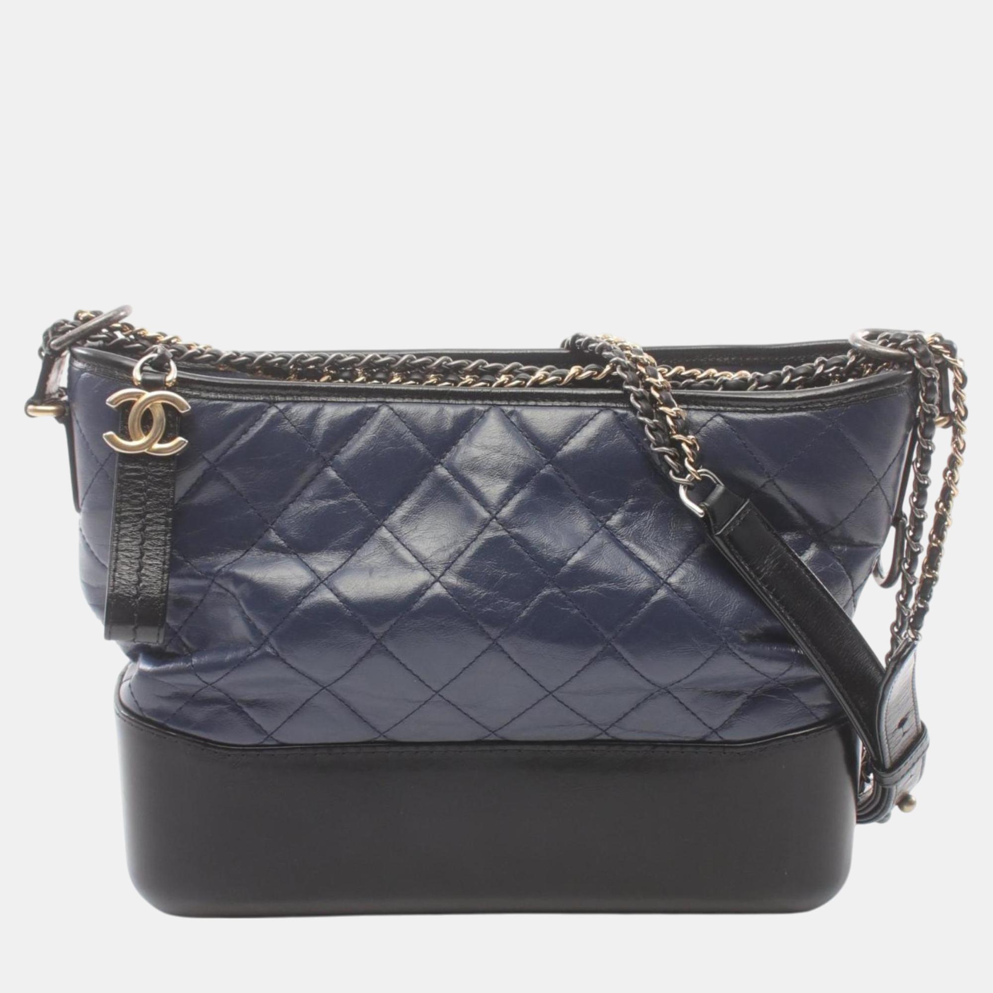 

Chanel Gabrielle De Chanel Large Hobo Shoulder Bag Leather Blue Black