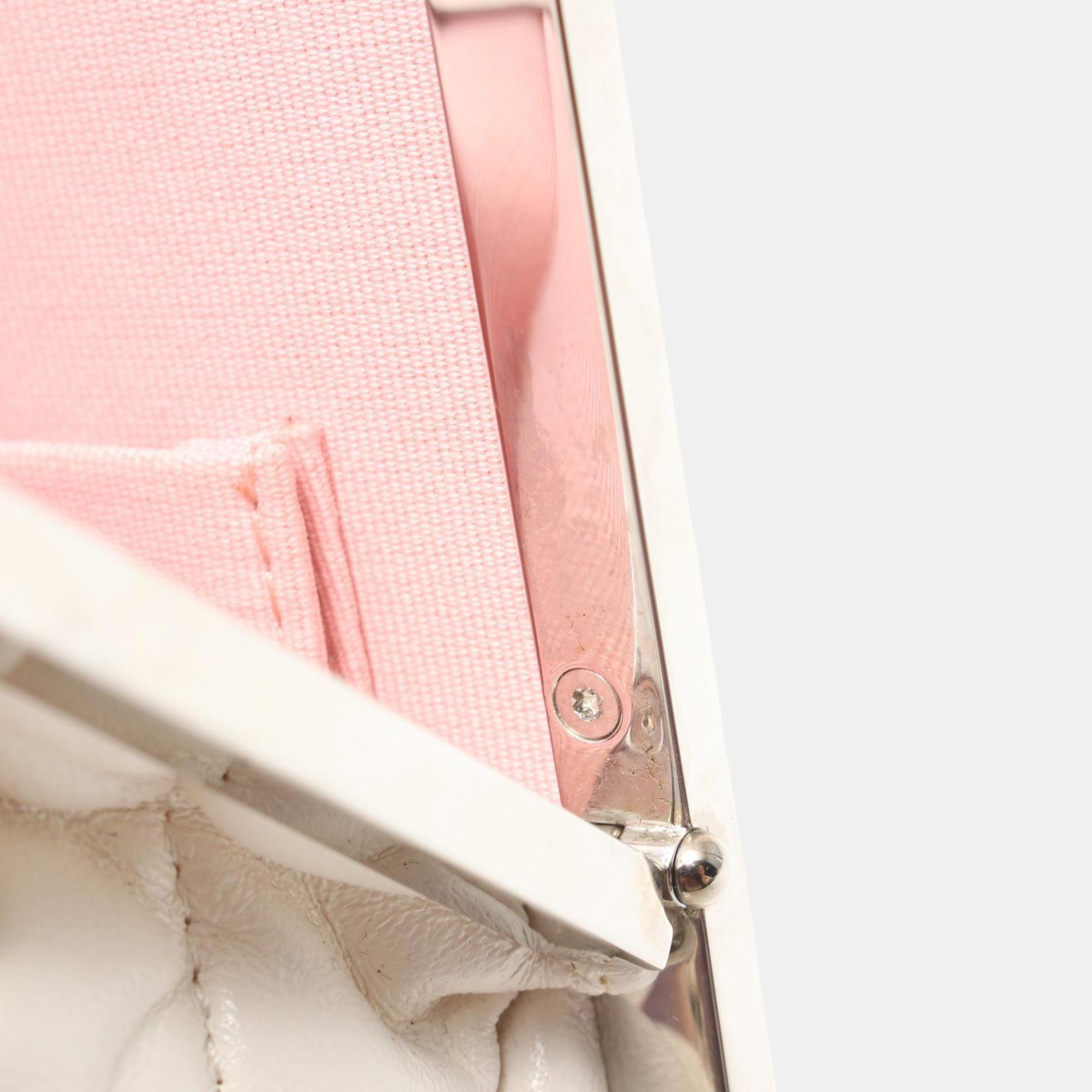 Chanel Matelasse Shoulder Bag Leather Plastic White 