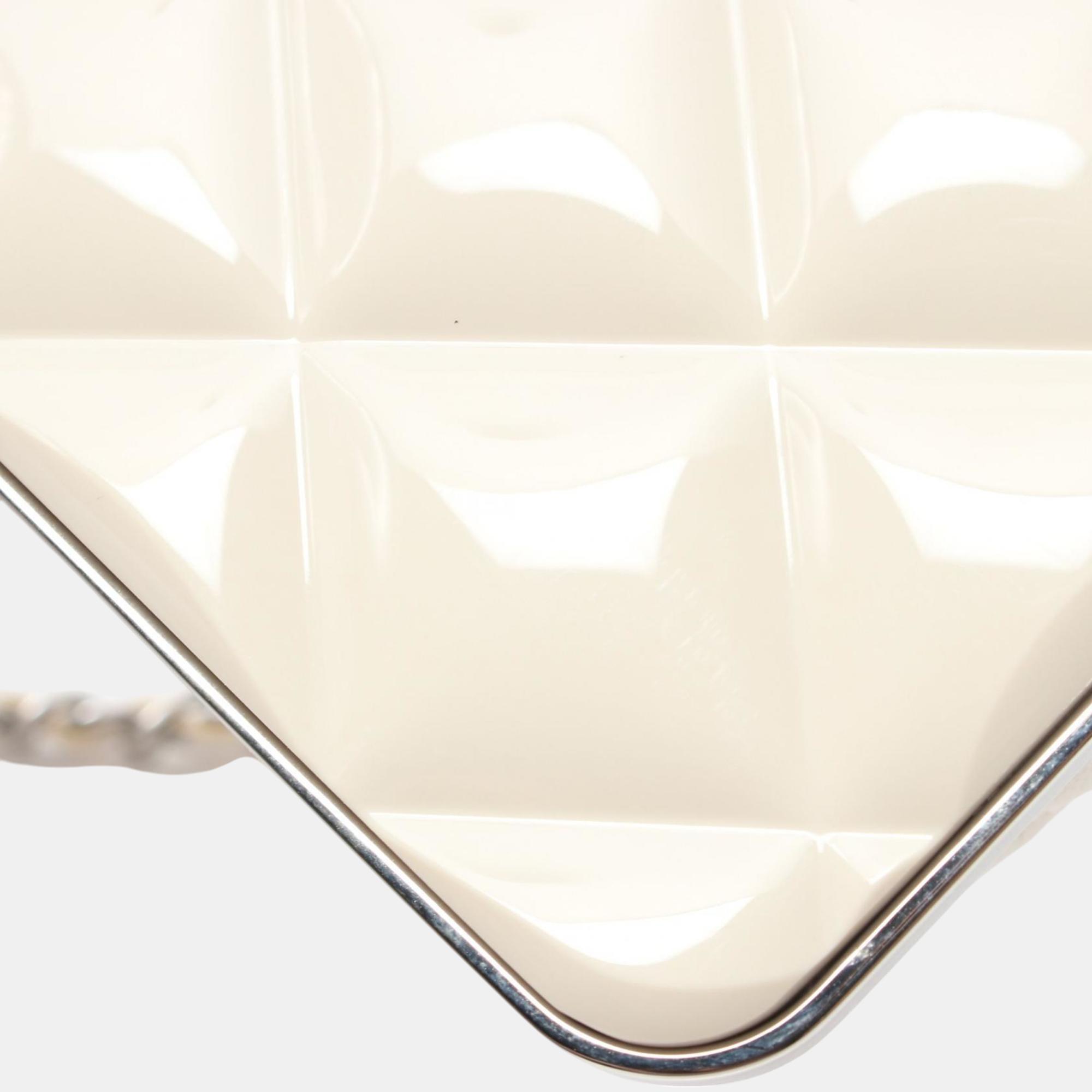 Chanel Matelasse Shoulder Bag Leather Plastic White 