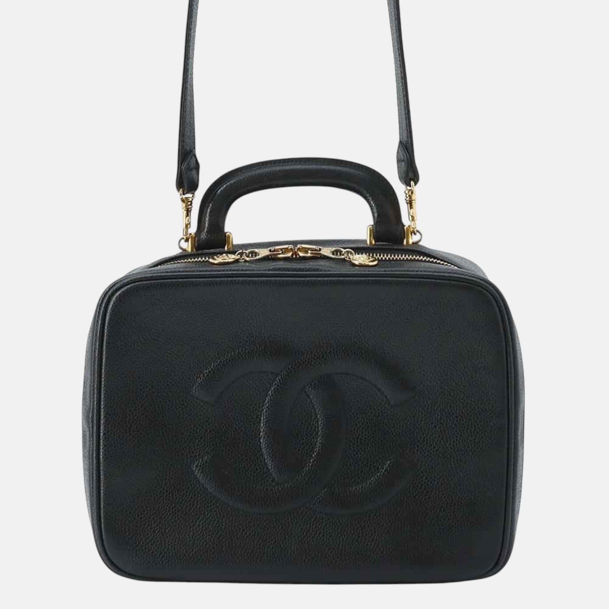 

Chanel Handbag Coco Mark Vanity Bag Caviar Skin A07061 Chanel Shoulder Black