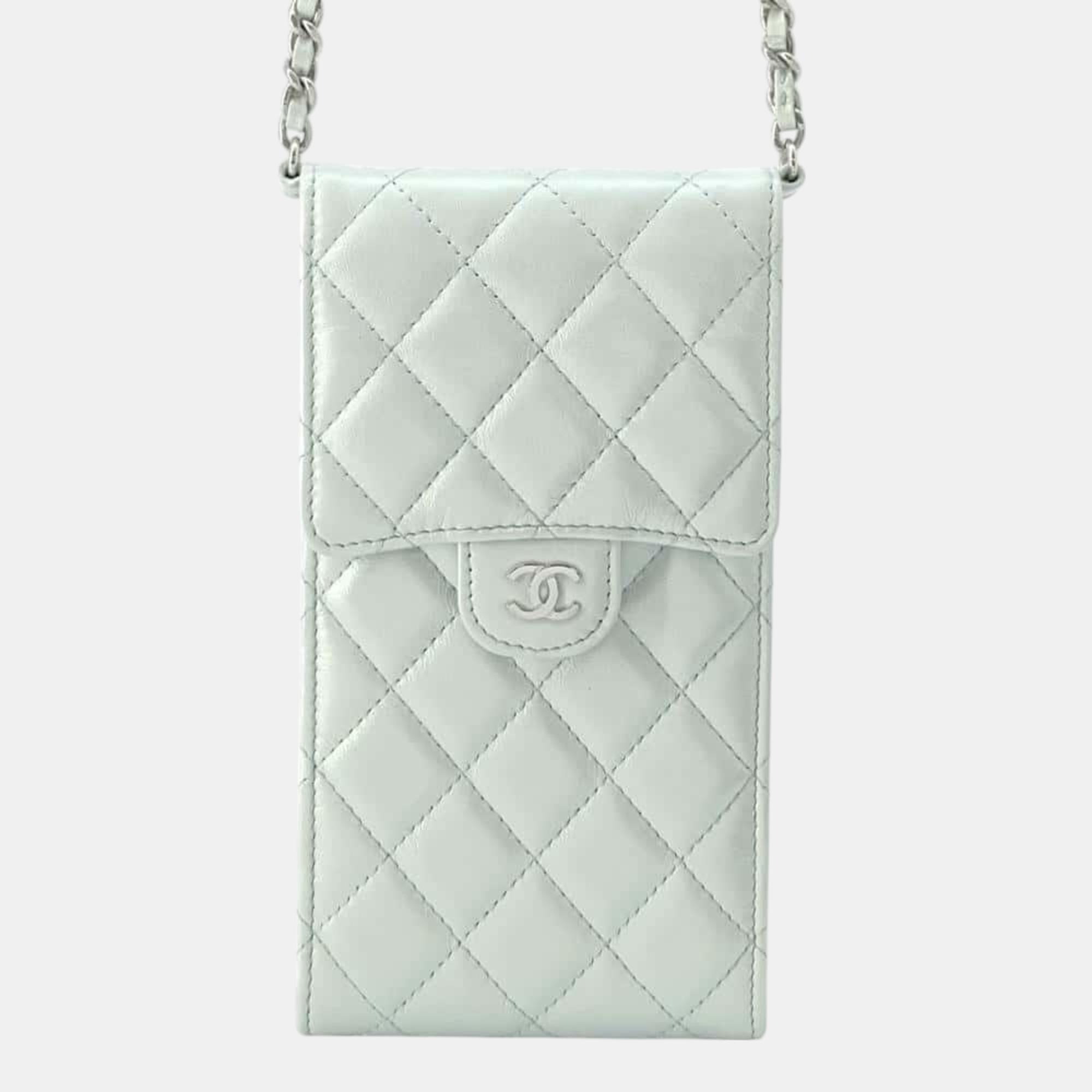 

Chanel Light Blue Lambskin Leather Pochette Shoulder Bag