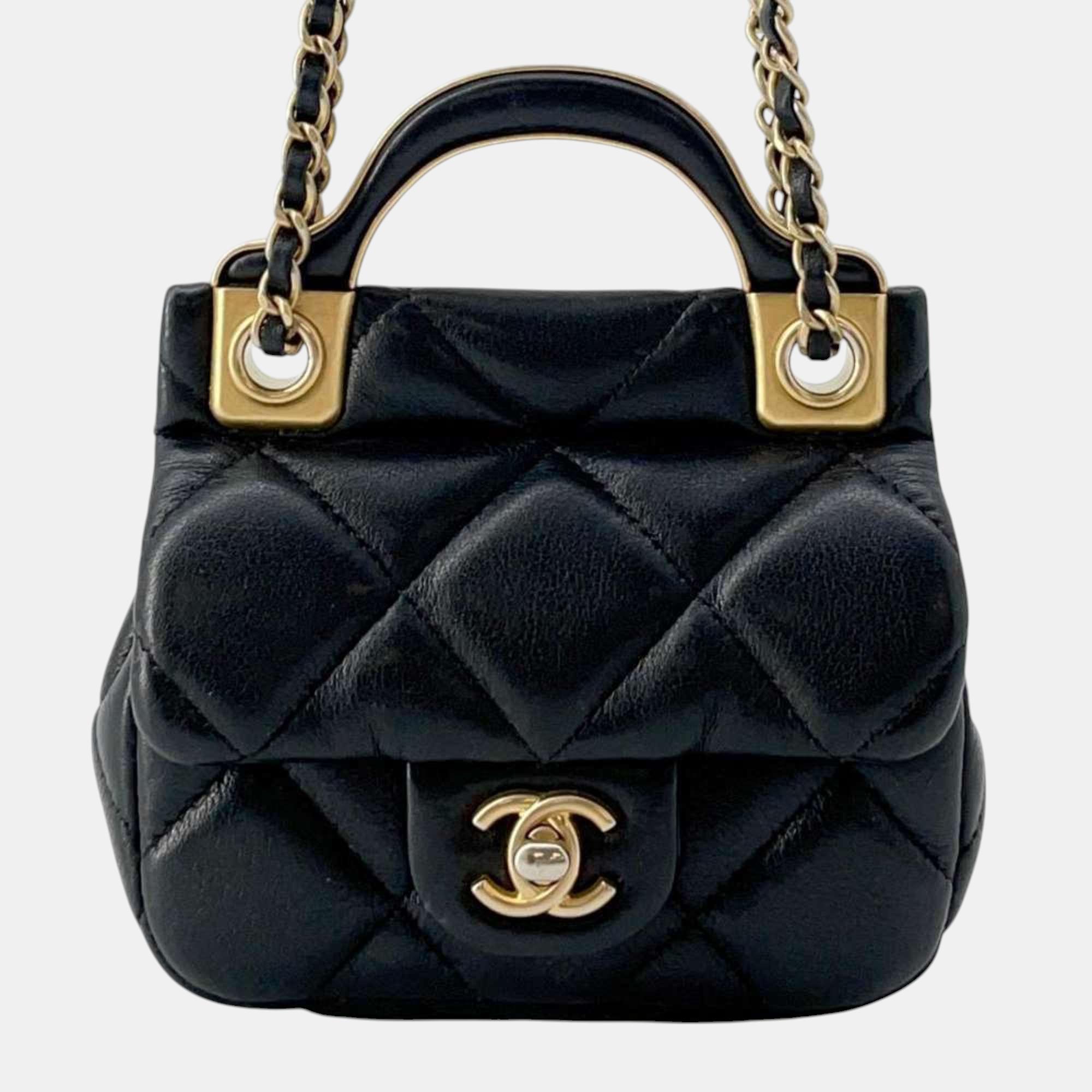 

Chanel Chain Wallet Matelasse Coco Mark Lambskin Black Bag