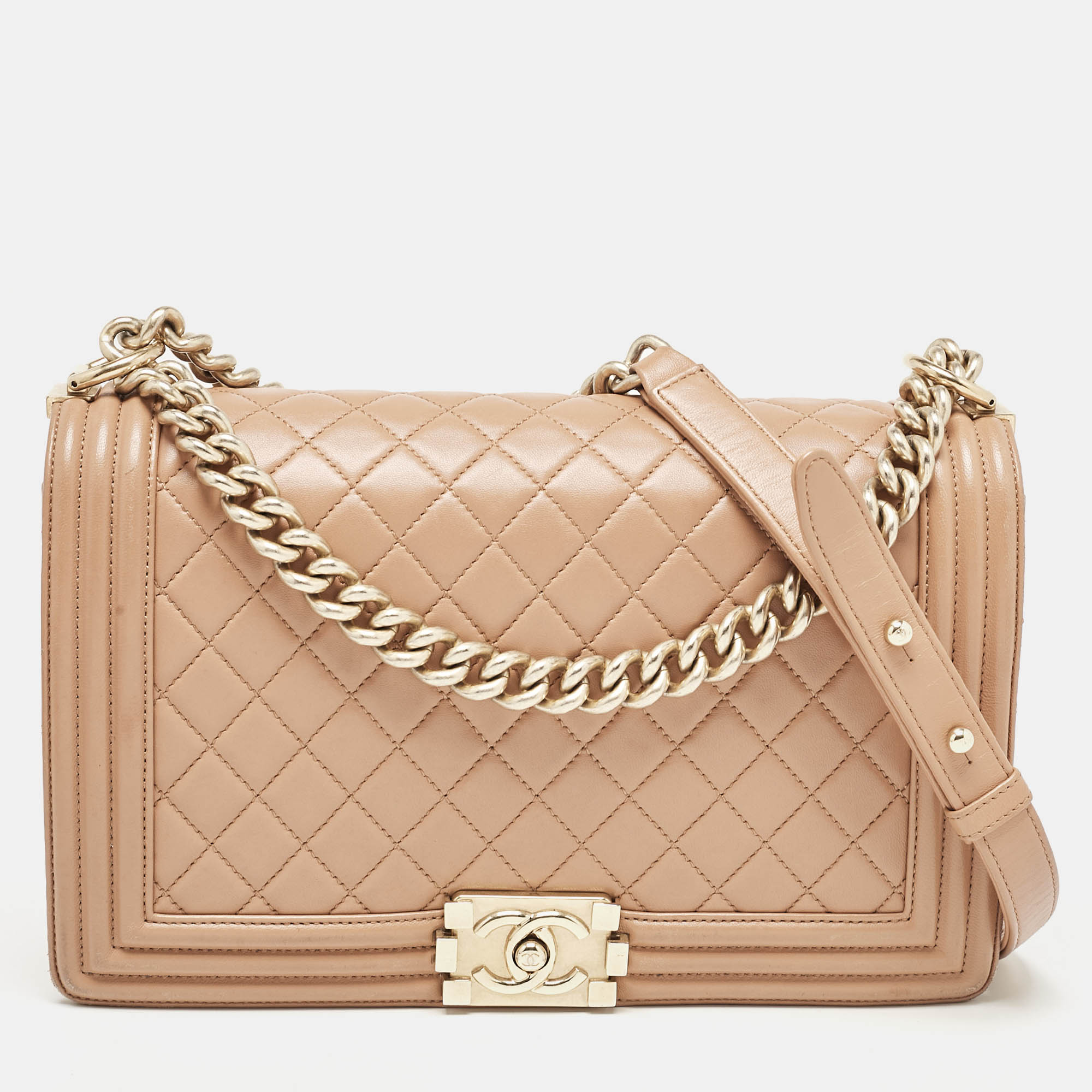 

Chanel Beige Quilted Leather New  Boy Flap Bag