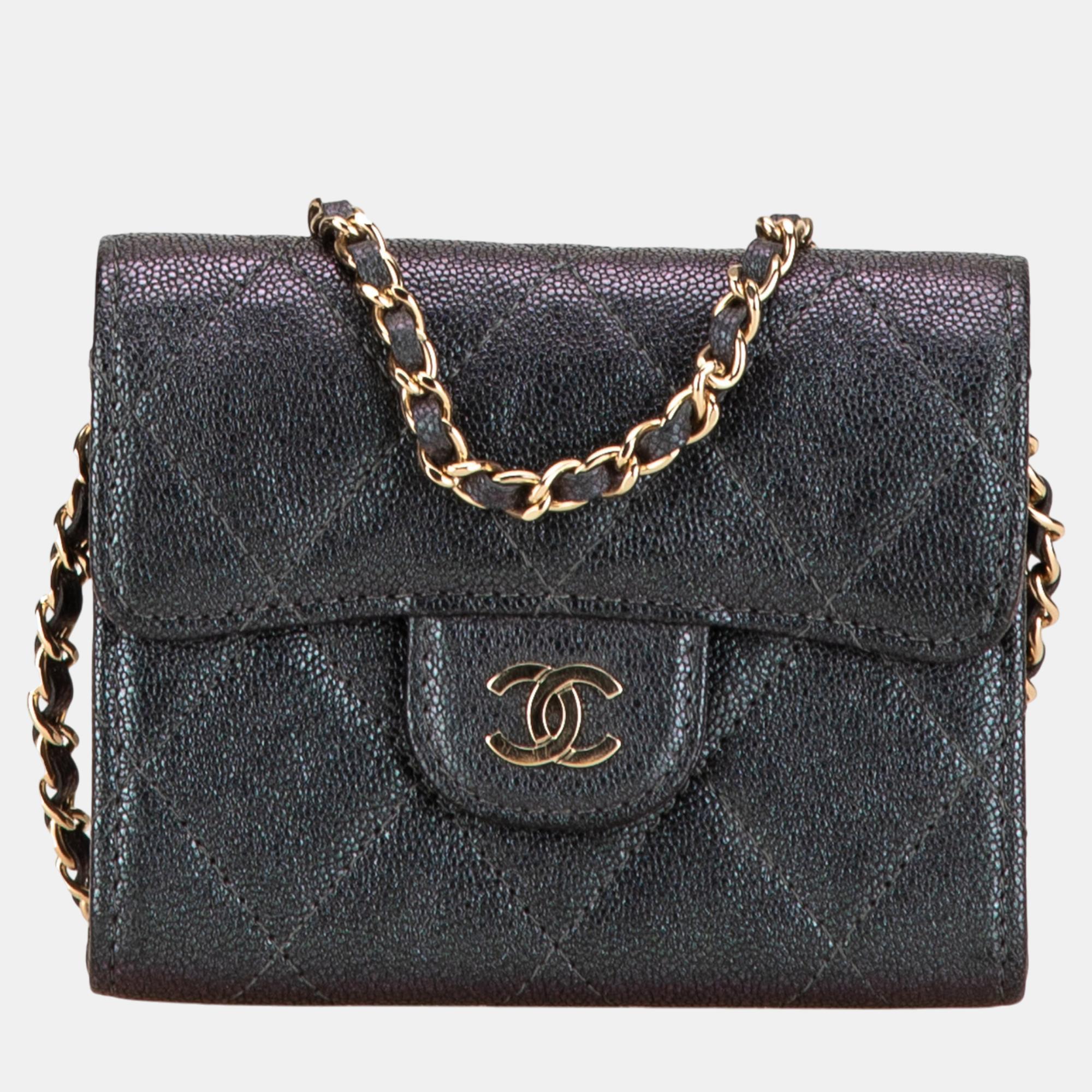 

Chanel Black Small Iridescent Caviar Single Flap