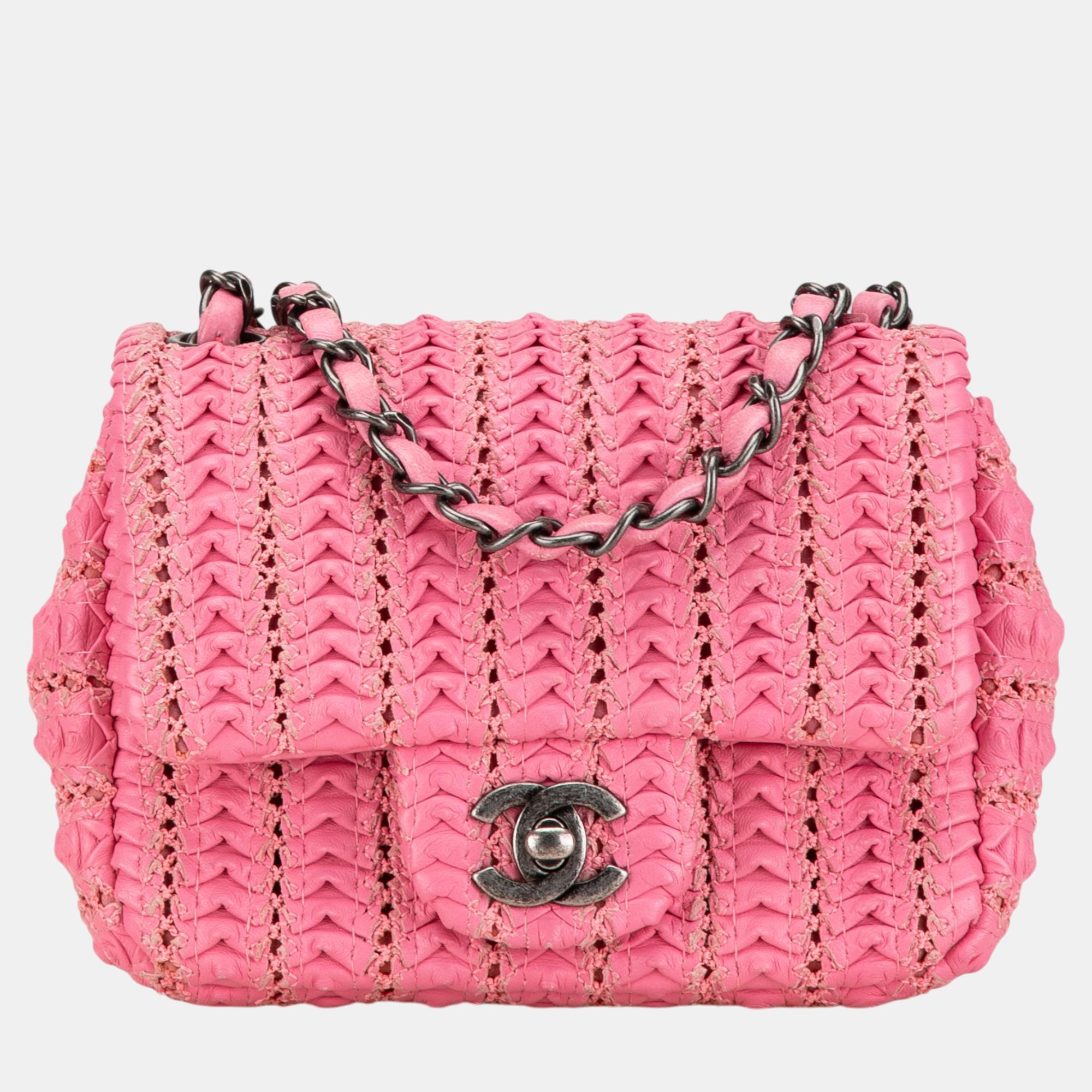 

Chanel Pink Paris Seoul Mini Crochet Lambskin Flap