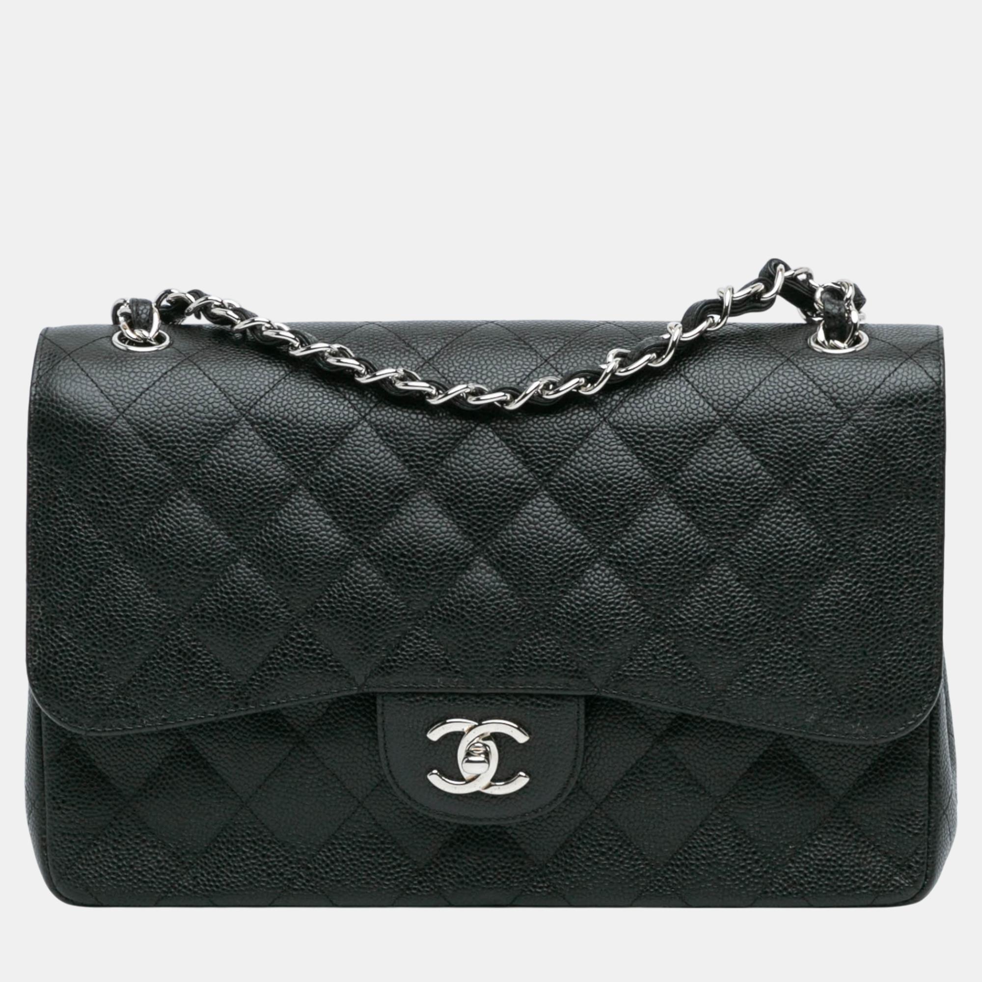 

Chanel Black Jumbo Classic Caviar Double Flap