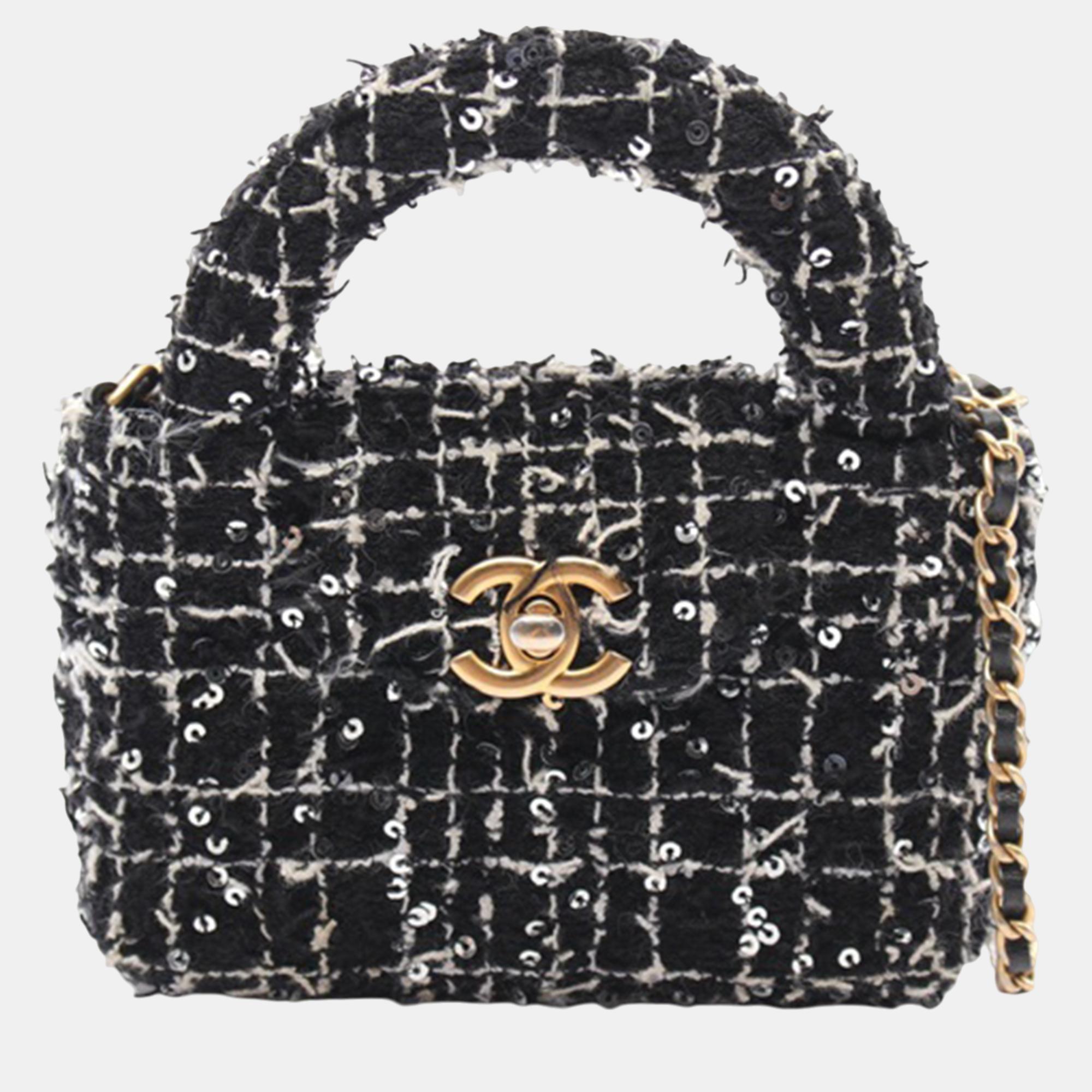 

Chanel Black Nano Tweed Kelly Clutch on Chain