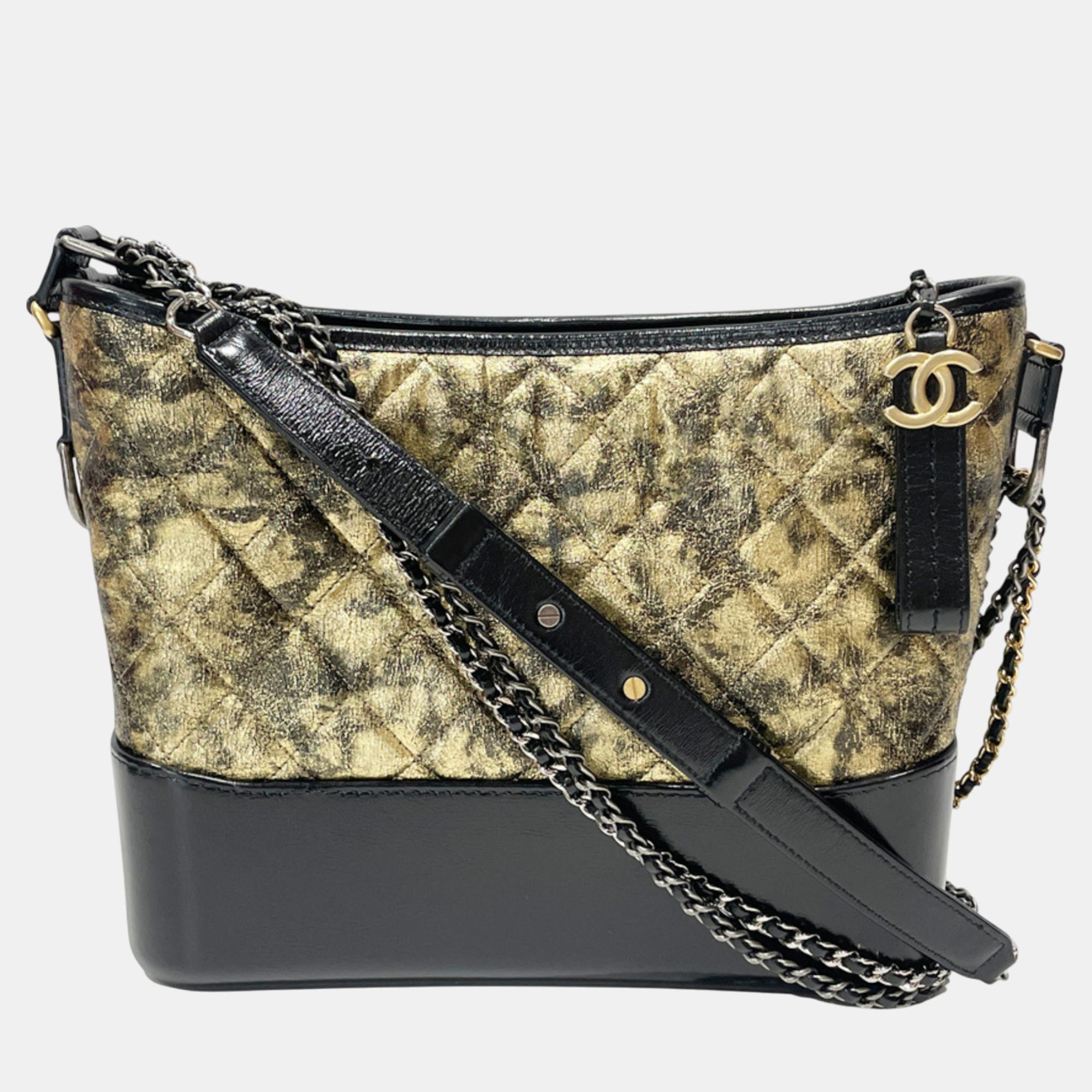 

Chanel Shoulder Bag Gabrielle De Chanel Damaged Painted Chain Gold X Black