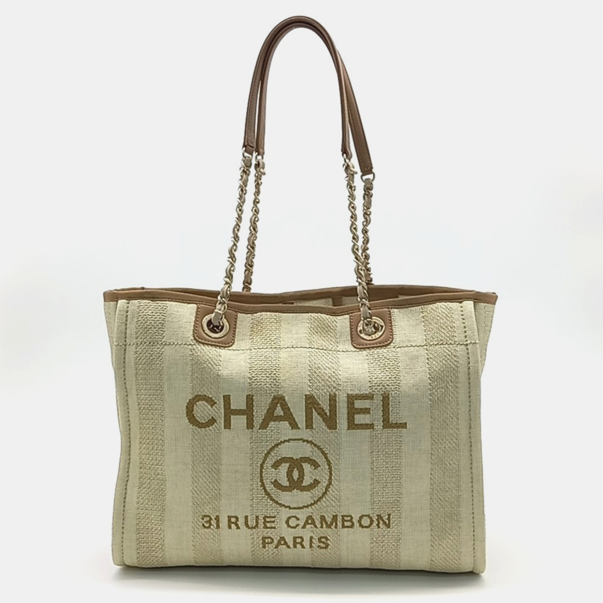 

Chanel Beige Brown Canvas Deauville Tote and Shoulder Bag