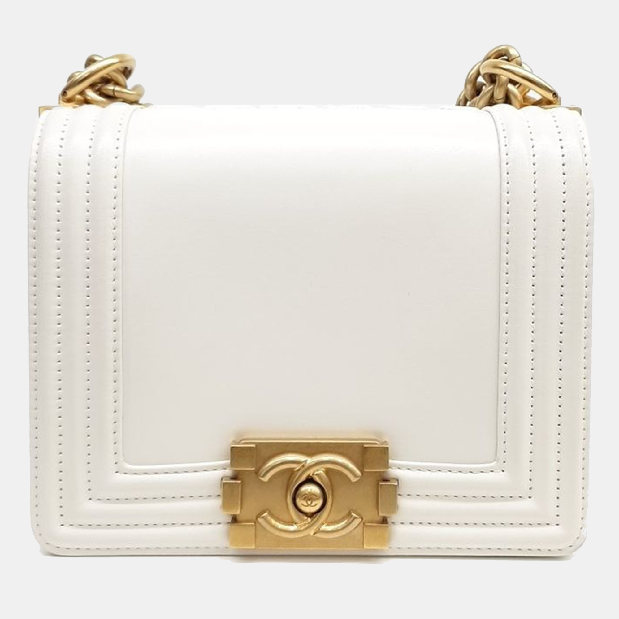 

Chanel White Leather Cruise Boy Mini Bag