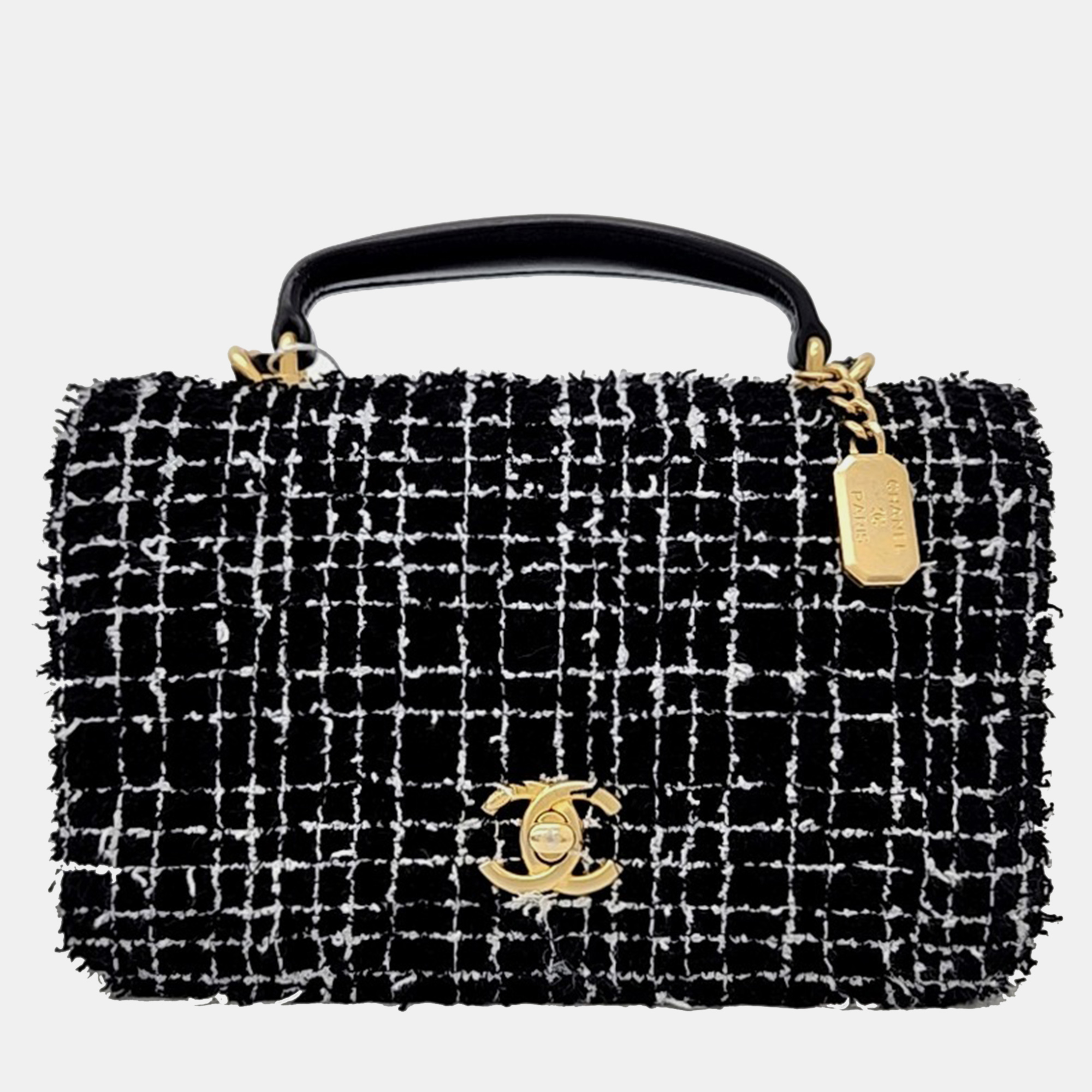 

Chanel Black White Tweed top handle and shoulder bag